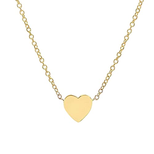 14K Solid Gold Heart Necklace - Personalized Custom Engraved Gift for Women & Girls | Engrave Name, Date or Initials | Minimalist Jewelry for Anniversary, Birthday & Valentine's Day