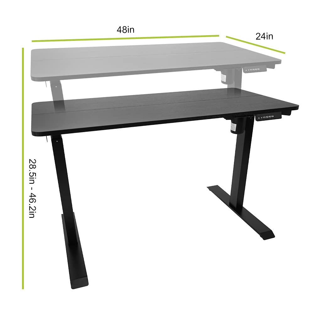 Electric Height Adjustable Standing Desk 48x24 Inches - Memory Preset LED Controller, Black Top & Legs - Home Office Sit Stand Workstation for Work from Home & Gaming Setup