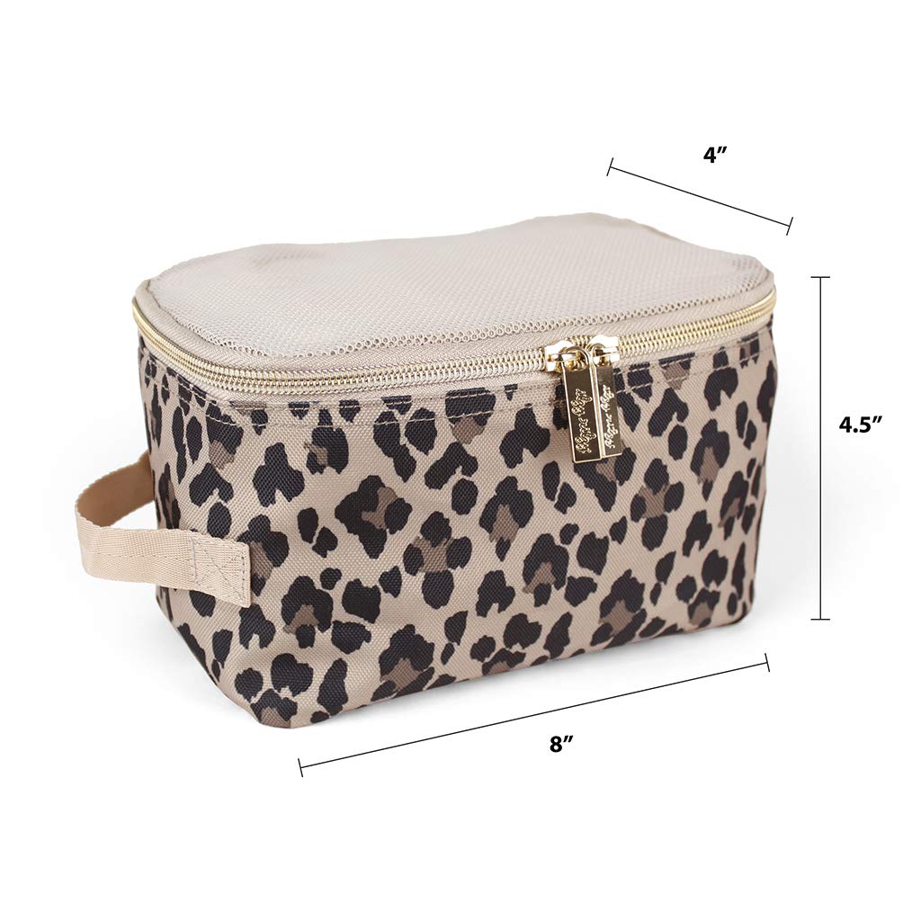 Itzy Ritzy 3-Piece Packing Cubes Set for Travel – Mesh Top, Double Zippers & Fabric Handle Travel Organizers (Leopard Print) – Perfect for Suitcase Organization, Business Trips & Vacation Packing
