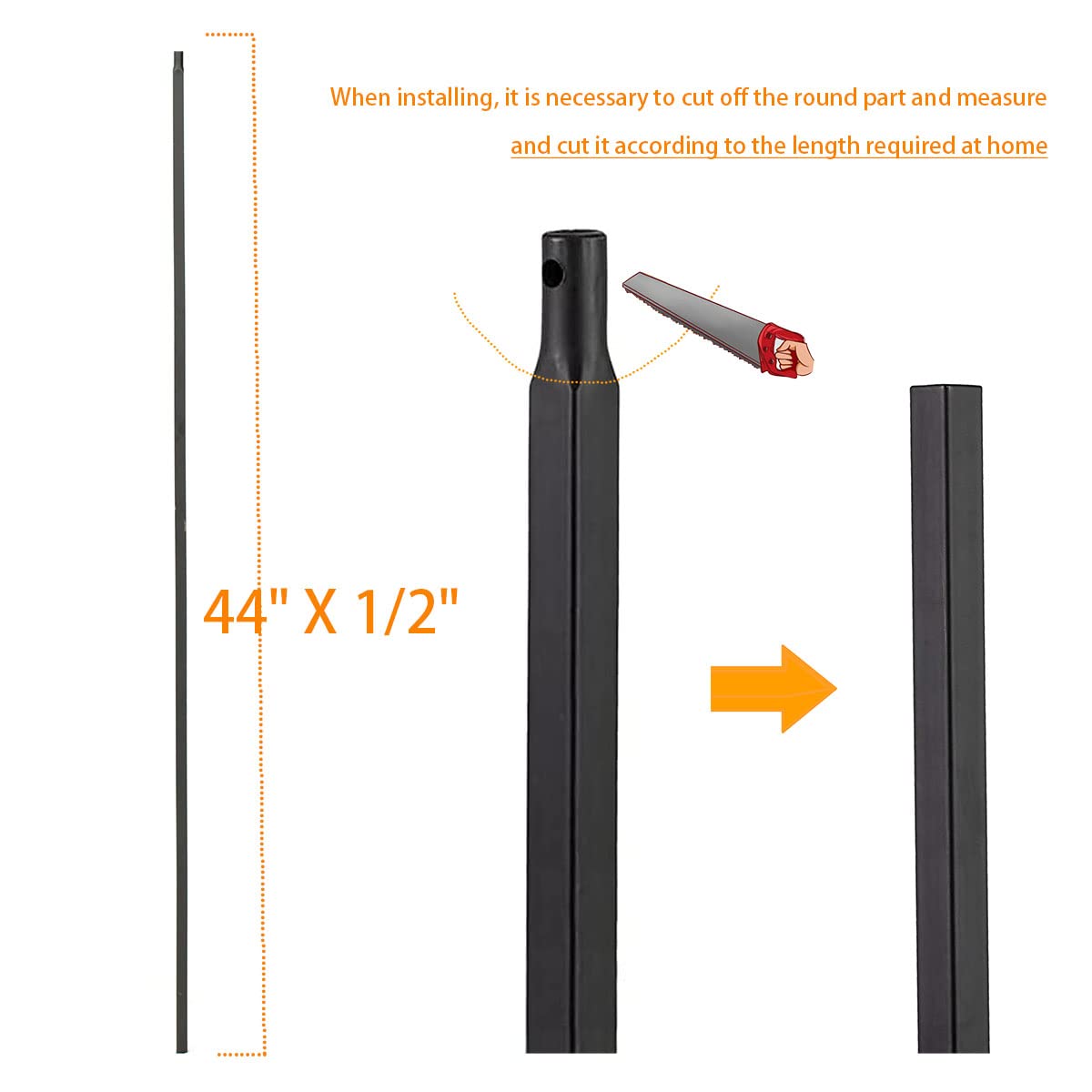 1/2 Inch Wrought Iron Balusters - 1/2