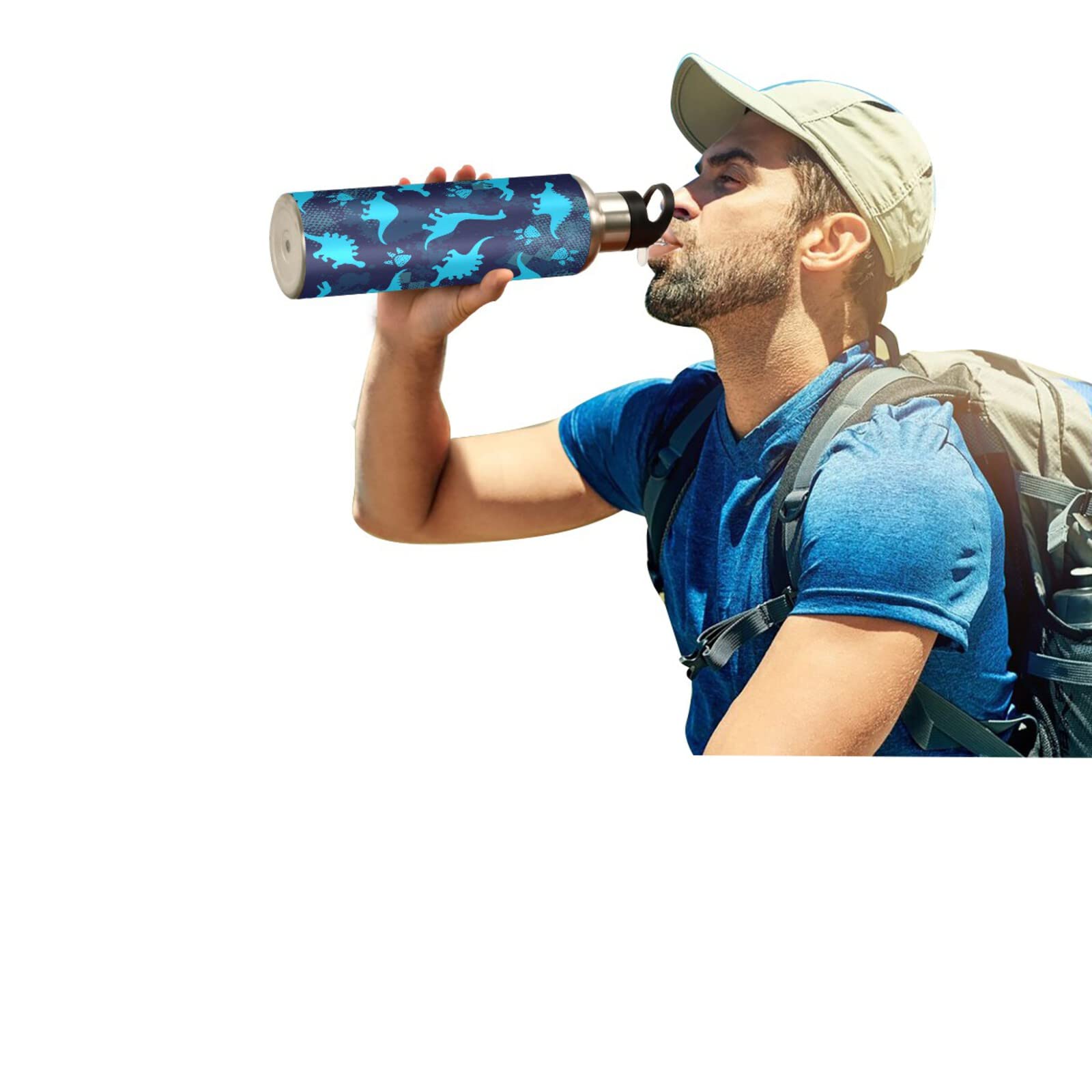 Qilmy 20 oz Stainless Steel Vacuum Insulated Water Bottle with Straw Lid - Dinosaur Design for Kids | Leakproof Thermos for School, Sports & Outdoor Activities
