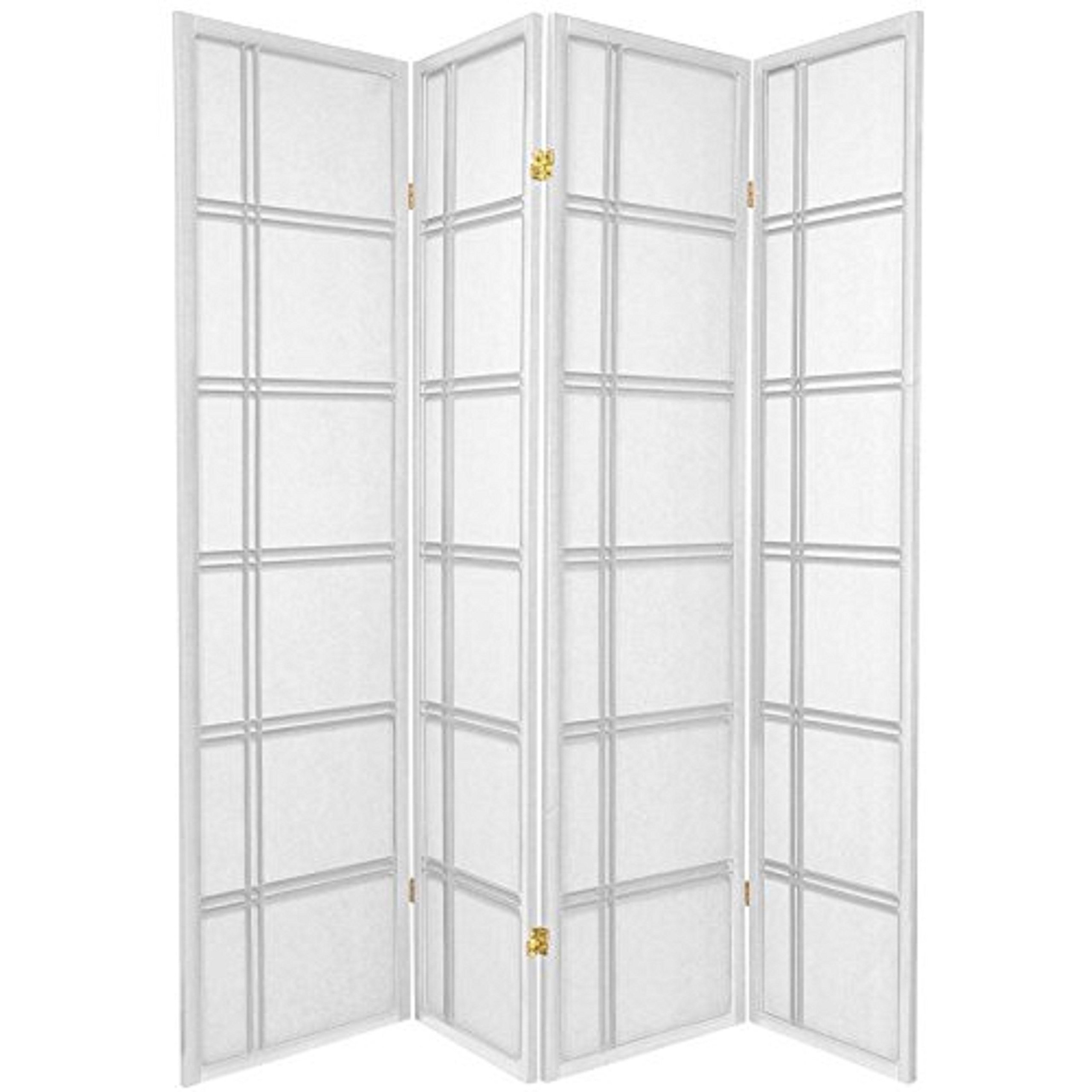 4 Panel Double Cross Room Divider Screen - White Privacy Partition for Home, Office, Studio & Event Decor