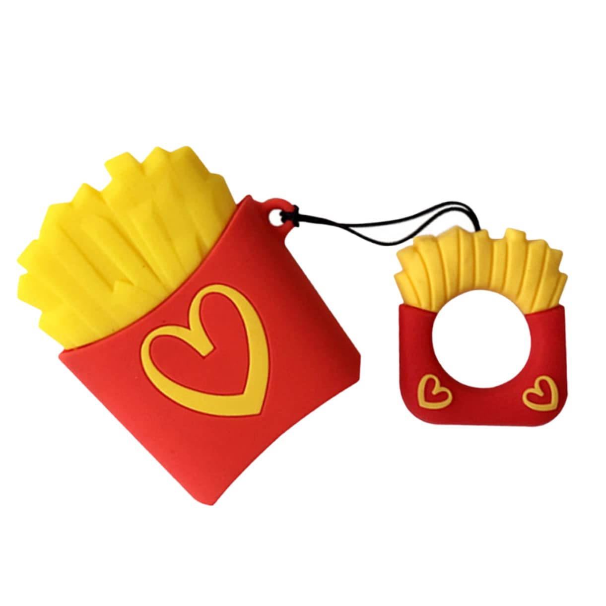 3-Piece French Fries Keychain Headset Cover - Cute Earphone Protector Case for AirPods & Wireless Earbuds - Fun Accessory for Music Lovers & Popcorn Movie Nights