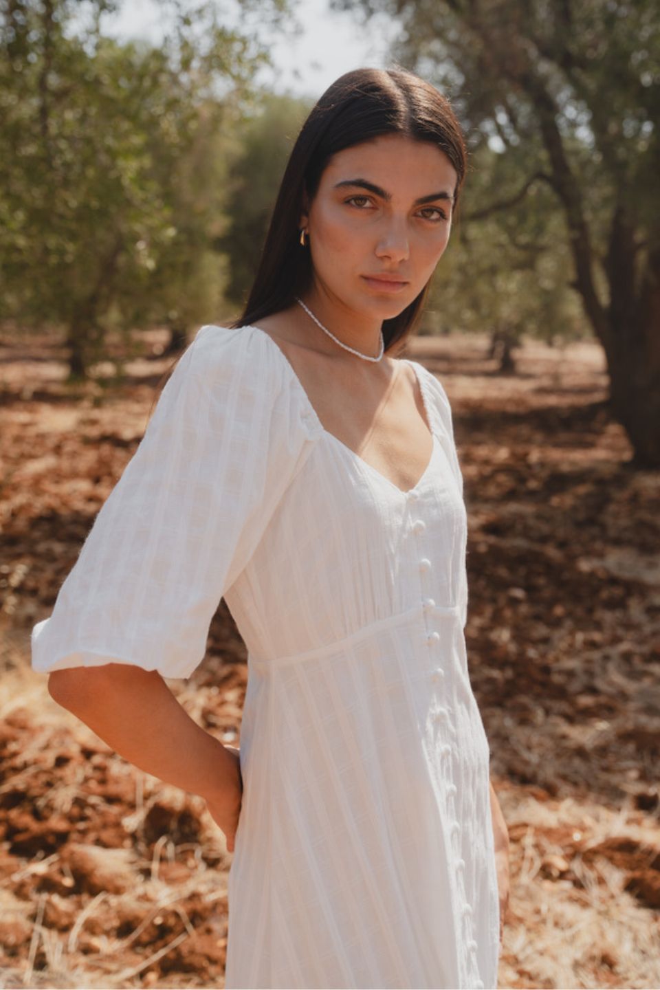 Heartfelt Ivory Check SS Button Front Midi Dress - Elegant Casual Wear for Brunch, Date Night & Summer Parties