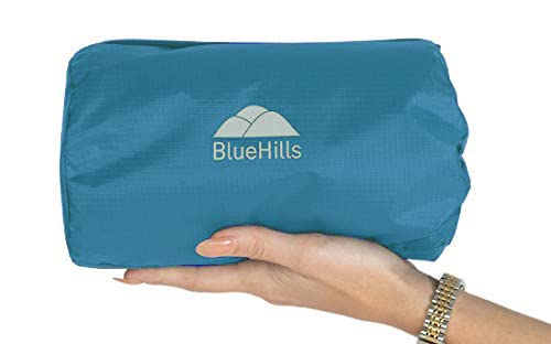 Ultra Compact Travel Blankets for Two - Premium Soft Plush Large Airplane Blankets with Carry Case - 2 Pack for Couples Traveling by Car, Plane, Train or Hotel Stay - Perfect for Cold Flights, Road Trips & Cozy Nights - Teal Blue Peacock Design (C204-2pk)