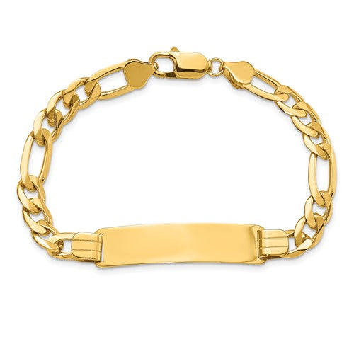 14KT Gold Figaro Link ID Bracelet for Men - 10mm Width, 8 Inches - Perfect for Gifts, Weddings & Special Occasions