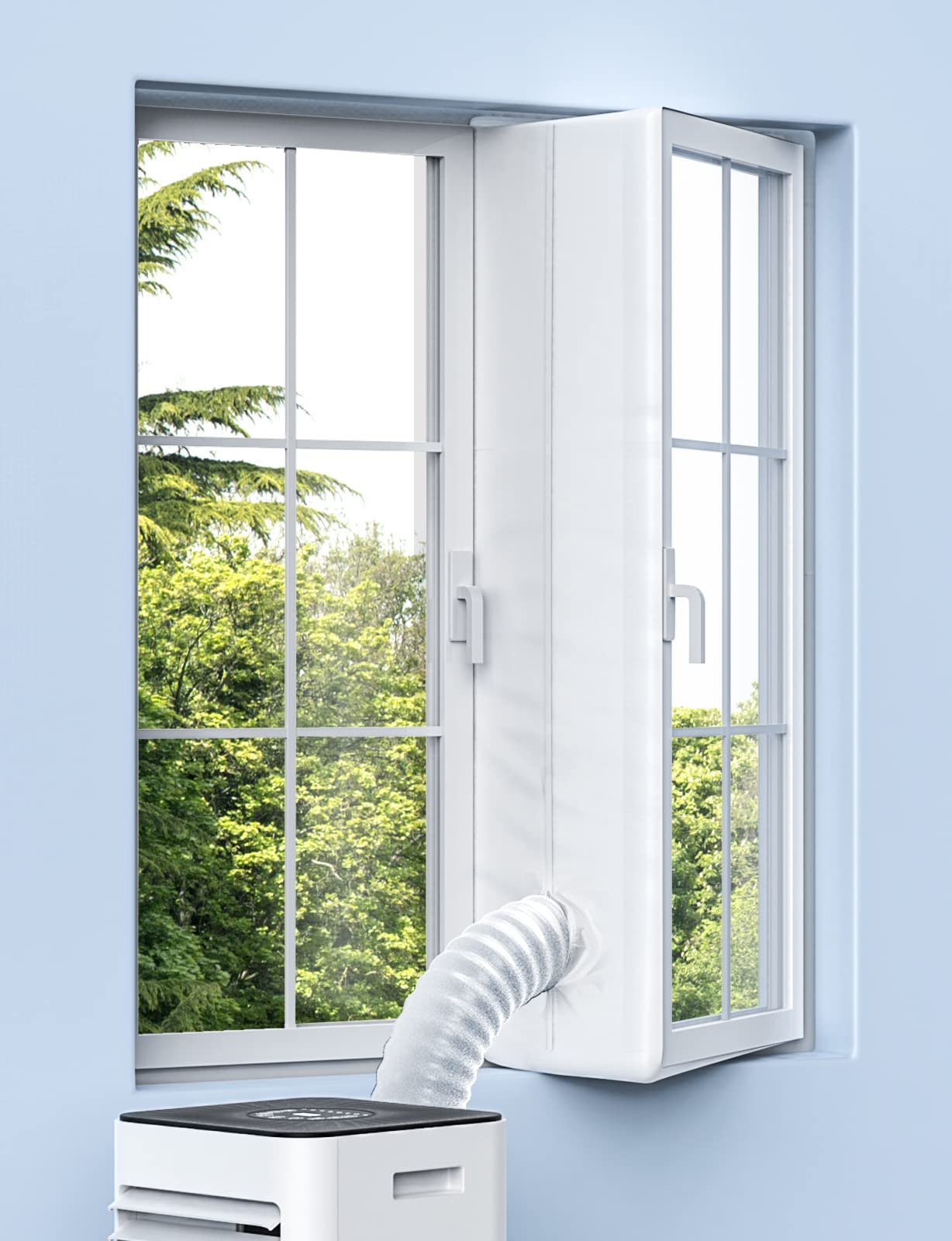 Portable Air Conditioner Window Kit - No Drilling Installation with Zip & Adhesive Fastener, Waterproof & Wind Resistant, 400cm/158 Inch - Perfect for Tumble Dryer Venting & Hot Air Stop in Apartments, Homes & Offices