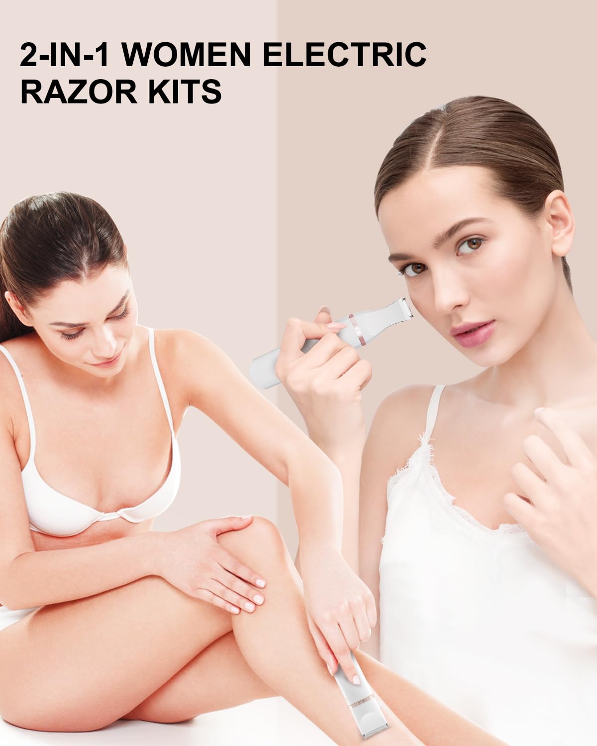 Women's Bikini Trimmer & Pubic Hair Shaver - Painless Electric Razor with Ceramic Blades for Legs, Bikini Line & Underarms | Rechargeable, IPX7 Waterproof, White | Perfect for Travel, Gym & Sensitive Skin Care