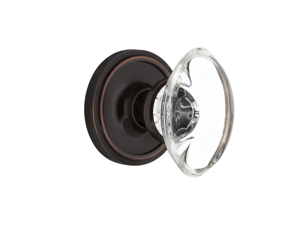 Vintage Bronze Clear Crystal Glass Door Knob - Nostalgic Warehouse Classic Rosette Single Dummy Oval Knob for Interior Doors | Perfect for Victorian Homes, Farmhouse Decor & Cabinet Hardware Upgrade