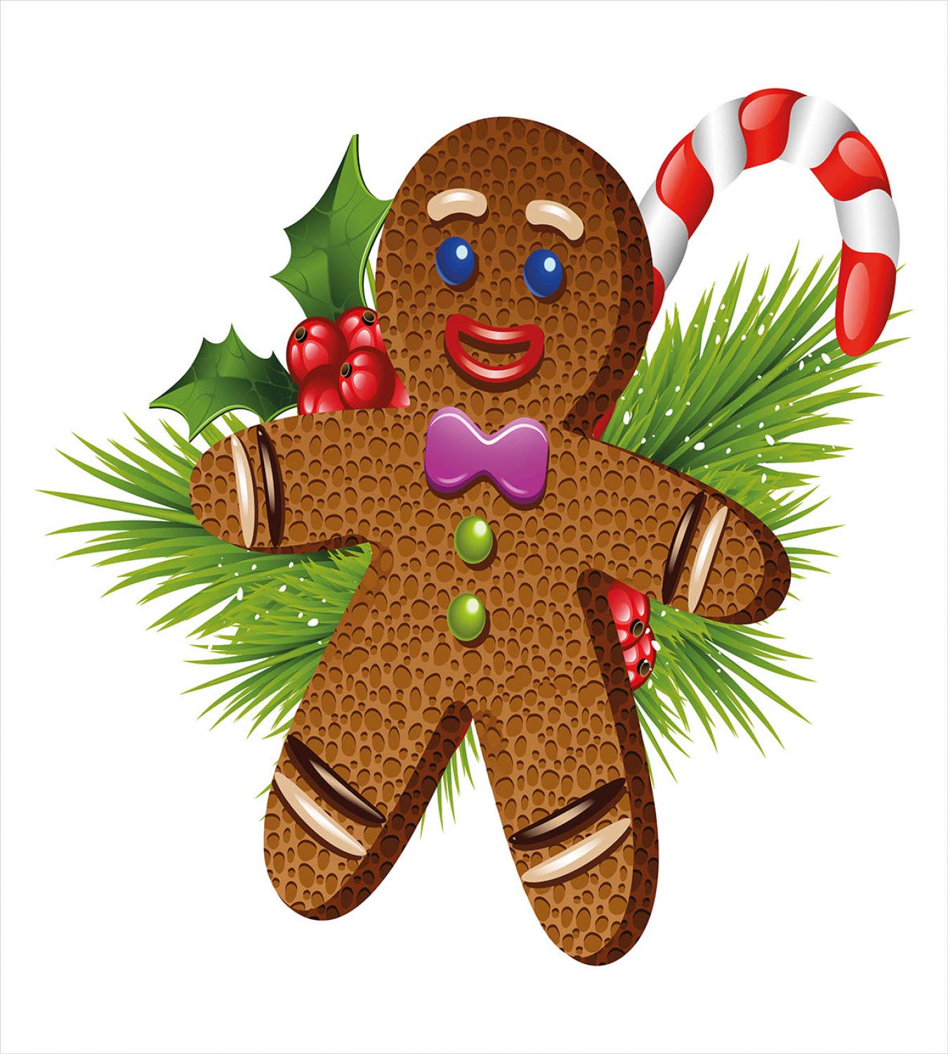 Ambesonne Gingerbread Man Duvet Cover Set - Christmas Holiday Bedding with 2 Duvet Covers & 4 Pillowcases, Queen Size 2-Pack in Brown Green Red - Festive Winter Decor for Cozy Bedroom & Holiday Guest Room