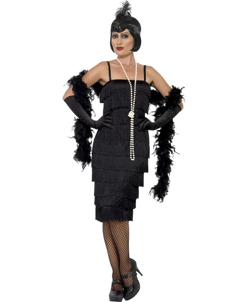 1920s Vintage Black Flapper Dress for Women Plus Size Halloween Costume - Roaring 20s Gatsby Party Outfit & Jazz Age Themed Event Wear