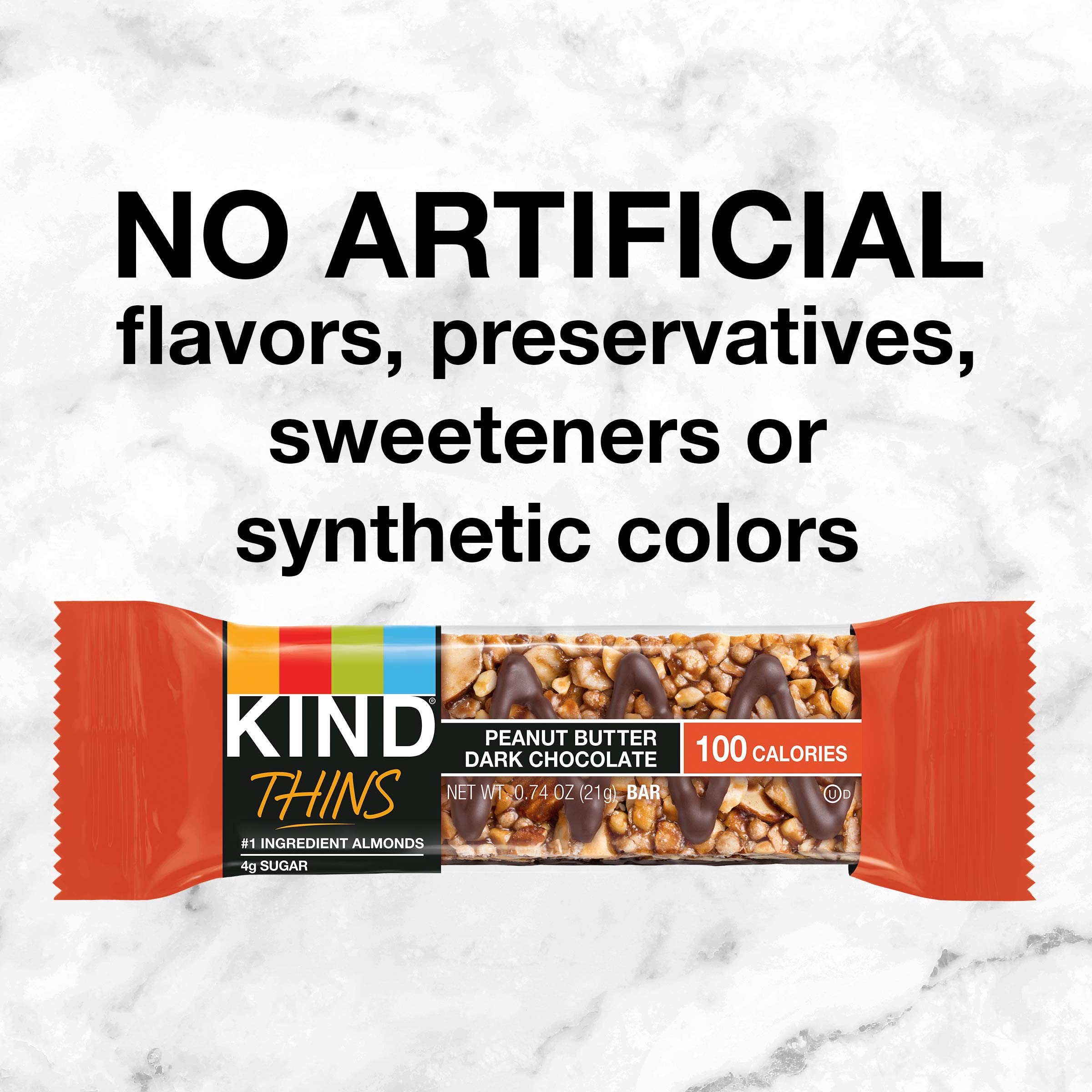 KIND THINS Peanut Butter Dark Chocolate Bars - Gluten Free, Low Sugar Snacks (60 Count, 0.74 OZ Each) - Perfect for Office, Travel & Healthy On-the-Go Snacking