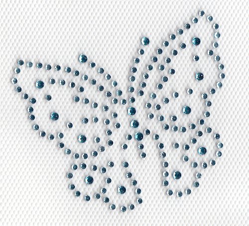 Lt. Blue Butterfly Iron On Hot Fix Rhinestone Transfer for DIY Clothing & Accessories - Perfect for T-Shirts, Jeans, Bags & Home Decor