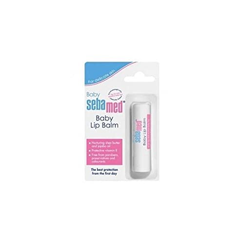 SebaMed Baby Lip Balm 4.8g - Ultra Moisturizing with Shea Butter, Jojoba Oil & Beeswax - Gentle Care for Dry & Chapped Lips - Perfect for Newborns, Infants & Toddlers - Ideal for Winter, Cold Weather & Outdoor Protection