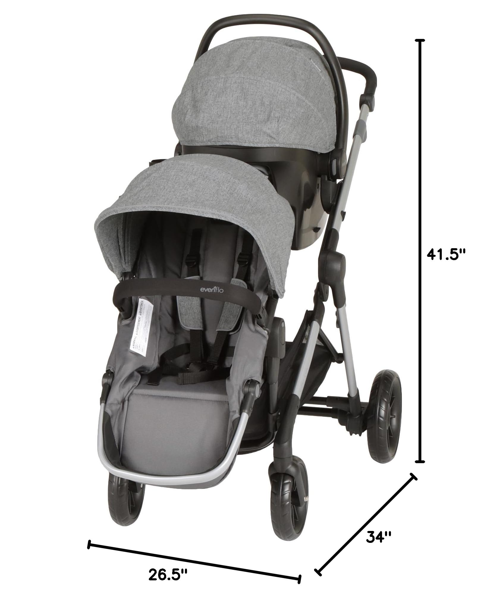 Evenflo Pivot Xpand Modular Travel System with SafeMax Infant Car Seat - Lightweight Stroller & Convertible Car Seat for Newborns to Toddlers - Perfect for Air Travel, Shopping & Daily Outings