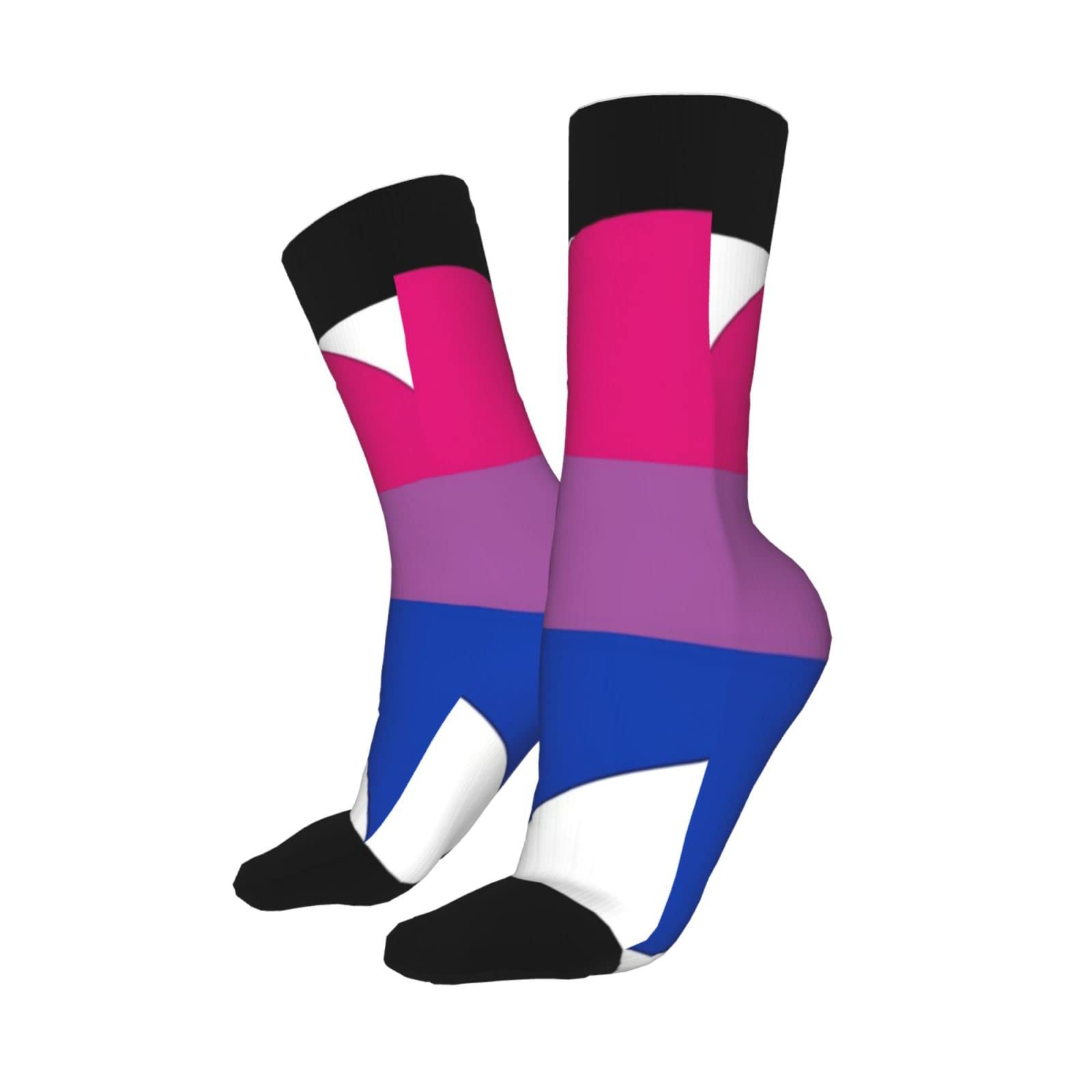 Biromantic Pride Flag Athletic Socks - Performance Running Calf Socks for Men & Women - Breathable Cushioned Crew Socks for Sports, Gym & LGBTQ+ Pride Events