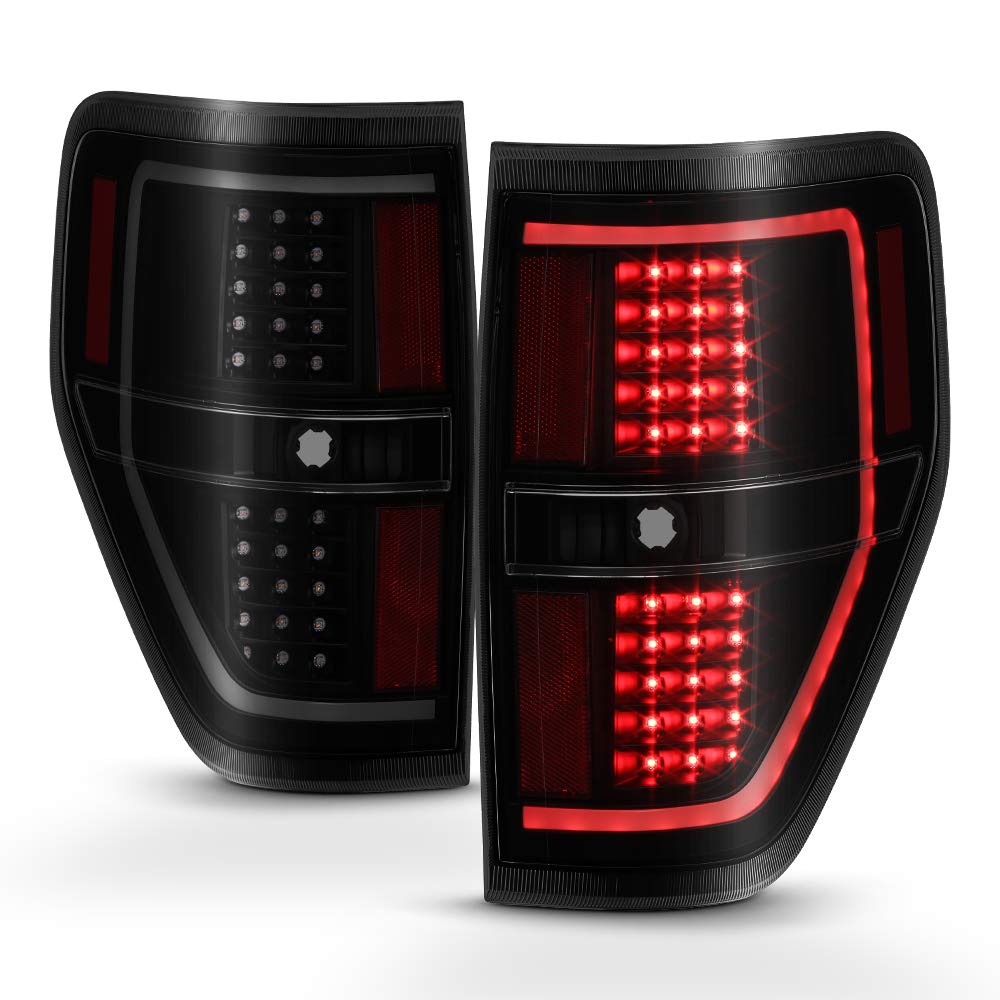 ACANII LED Tail Lights for 2009-2014 Ford F150 - Black Smoke Style Brake Lamps (Driver & Passenger Side) - Upgrade Your Truck's Rear Lighting for Better Visibility and Style