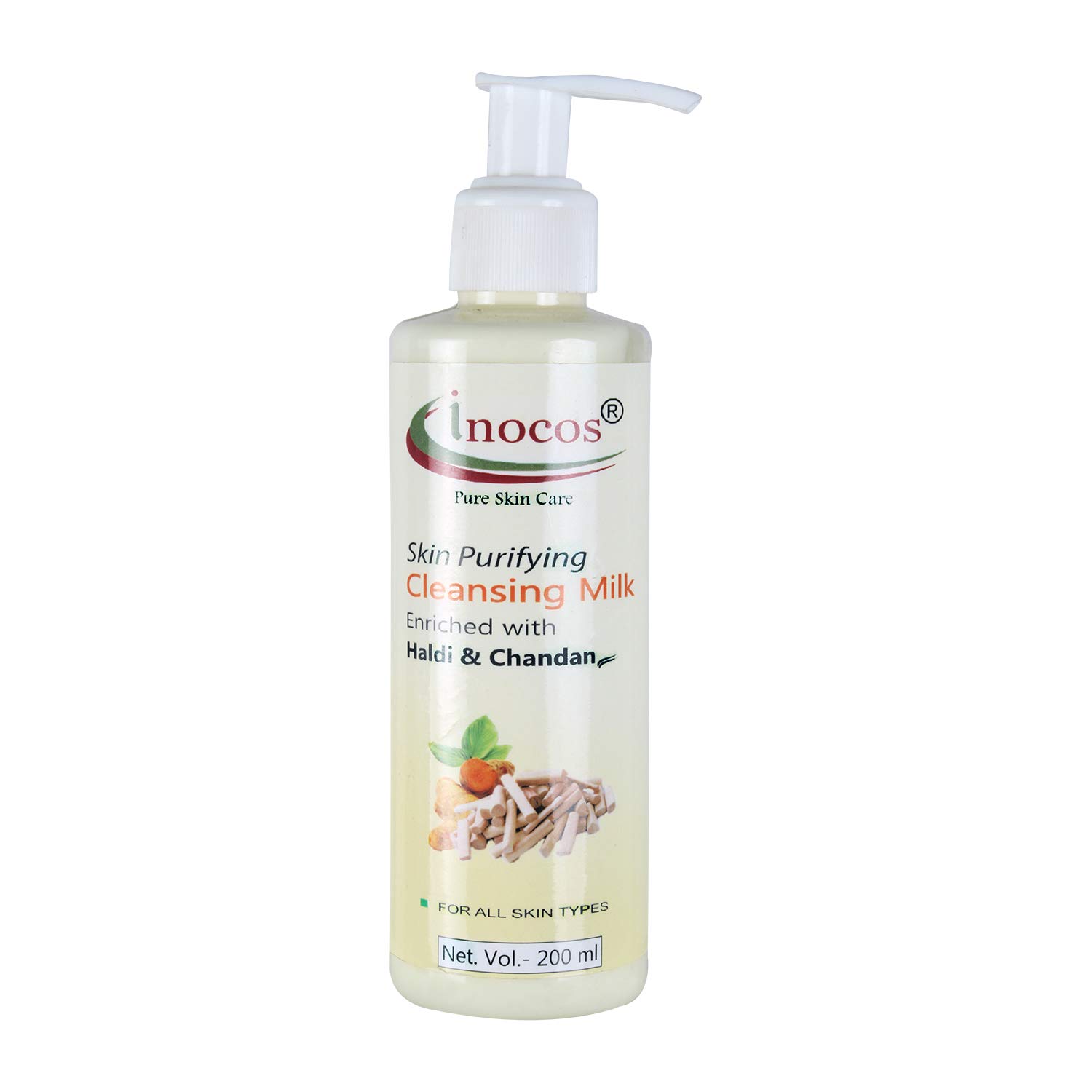 INOCOS Skin Purifying Cleansing Haldi & Chandan Milk (200ml) - Turmeric & Sandalwood Face Wash for Acne, Oily Skin & Brightening - Perfect for Daily Skincare Routine & Ayurvedic Beauty Regimen