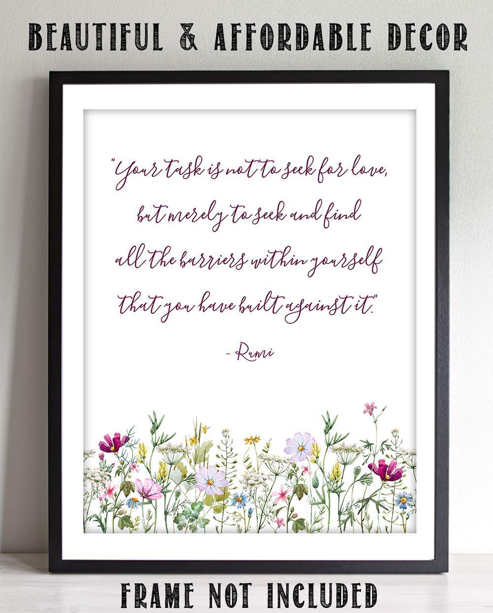 TJ Originals - Motivational Wall Art with Rumi Quotes for Home & Office Decor (11x14 Unframed)