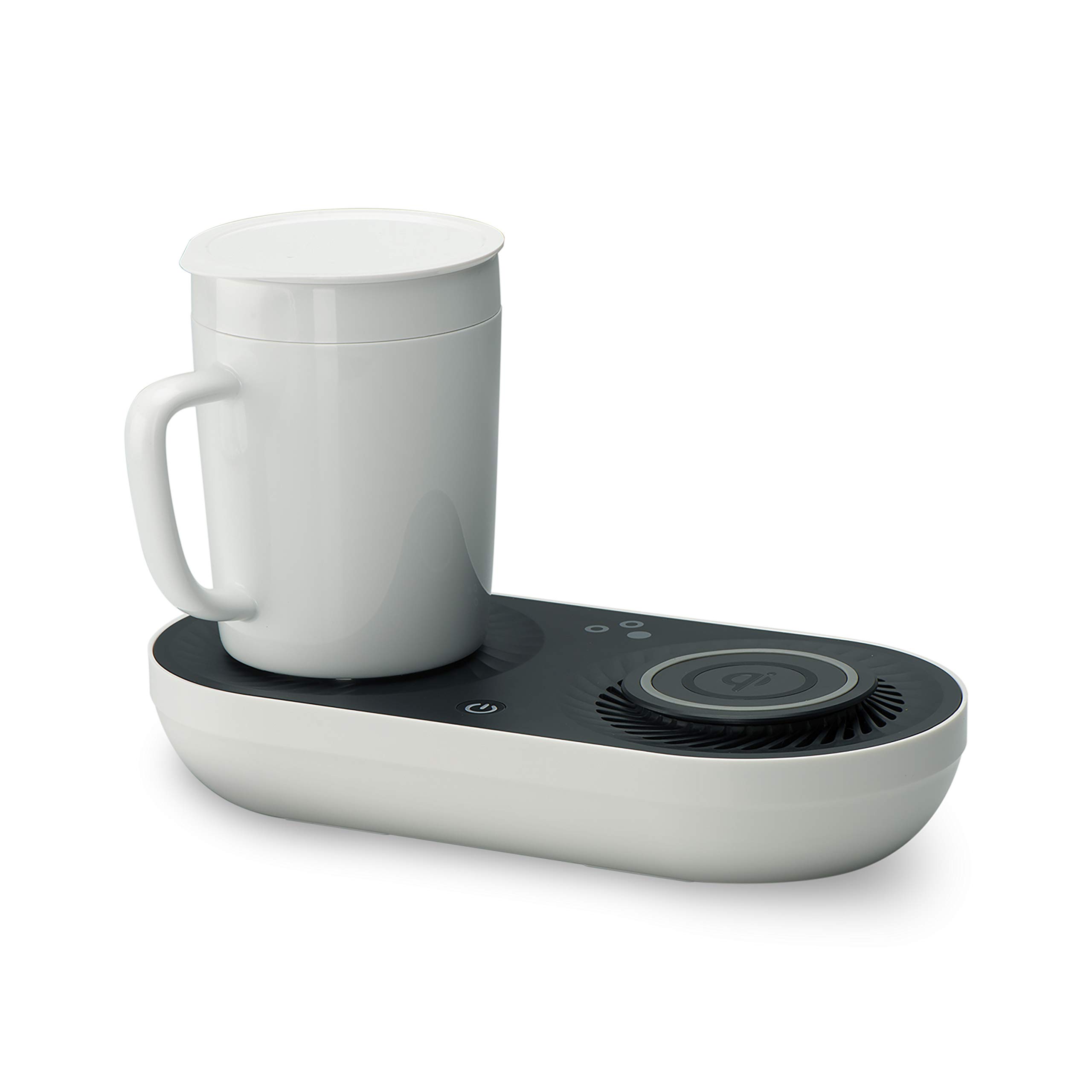 Nomodo Trio Wireless Qi-Certified Fast Charger with Mug Warmer & Drink Cooler - 3-in-1 Charging Station for Office, Home & Car | Compatible with iPhone, Samsung & AirPods