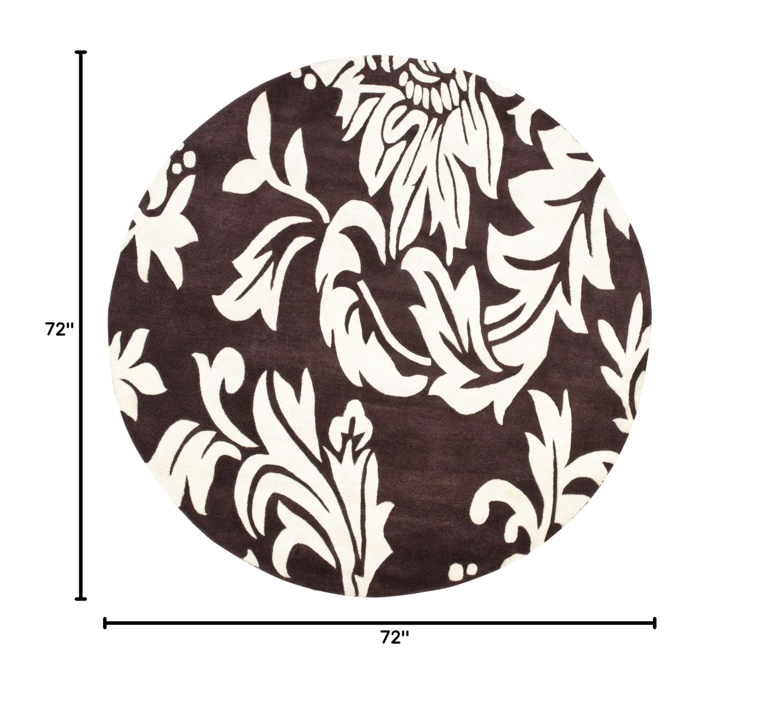 SAFAVIEH Soho Collection 6' Round Brown/Ivory Handmade Wool & Viscose Area Rug - Premium Soft Living Room Carpet for Bedroom, Dining Room Decor