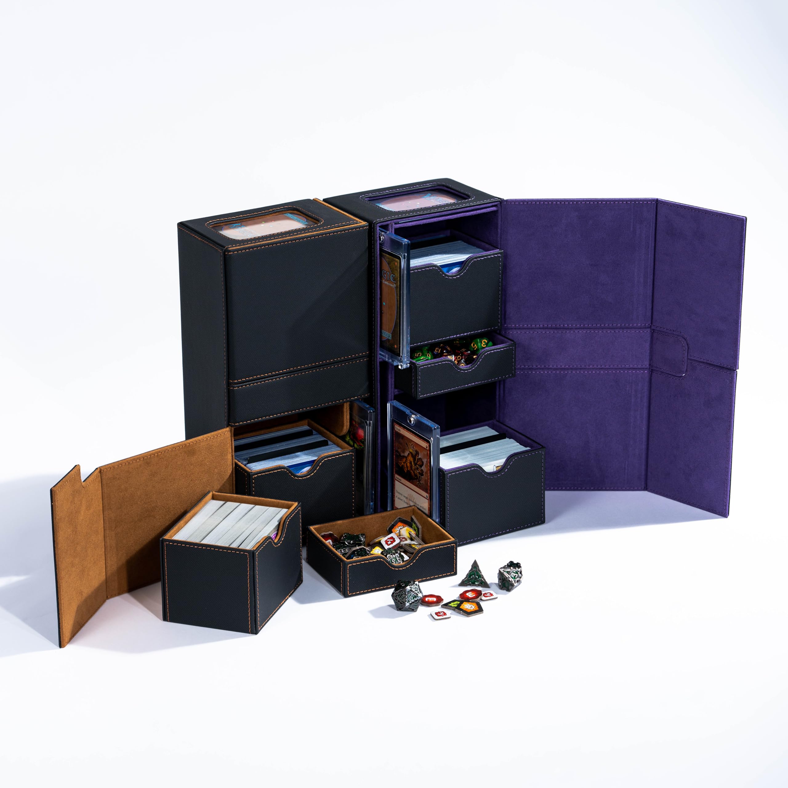Premium Magnetic Card Deck Box with Dice Tray - Holds 900+ Unsleeved Cards for MTG, Yugioh, Magic Commander & TCG Games | Durable Storage Case for CCG, Sports Cards & Collectibles | Perfect for Game Nights, Tournaments & Organized Play