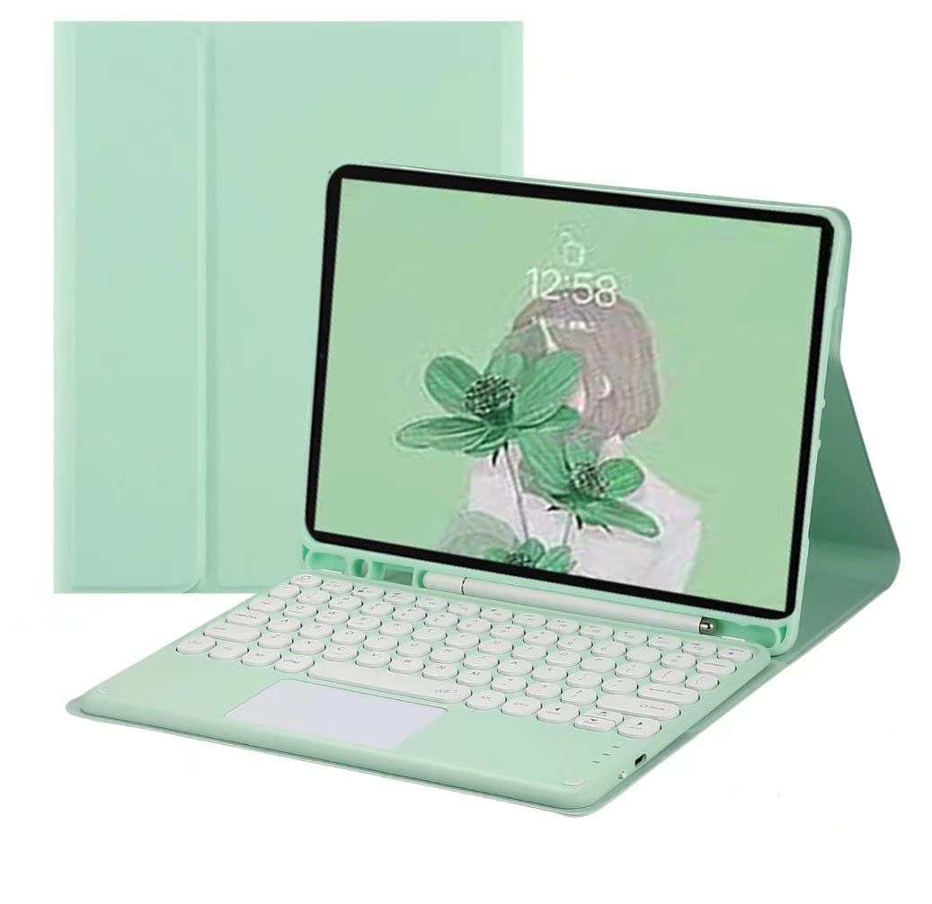 Magnetic Detachable Keyboard Case for iPad 9th/8th/7th Generation & Air 3/Pro 10.5 - Slim Bluetooth Keyboard with Touchpad & Apple Pencil Holder, Round Keys (Mint Green) | Perfect for Work, Study & Travel