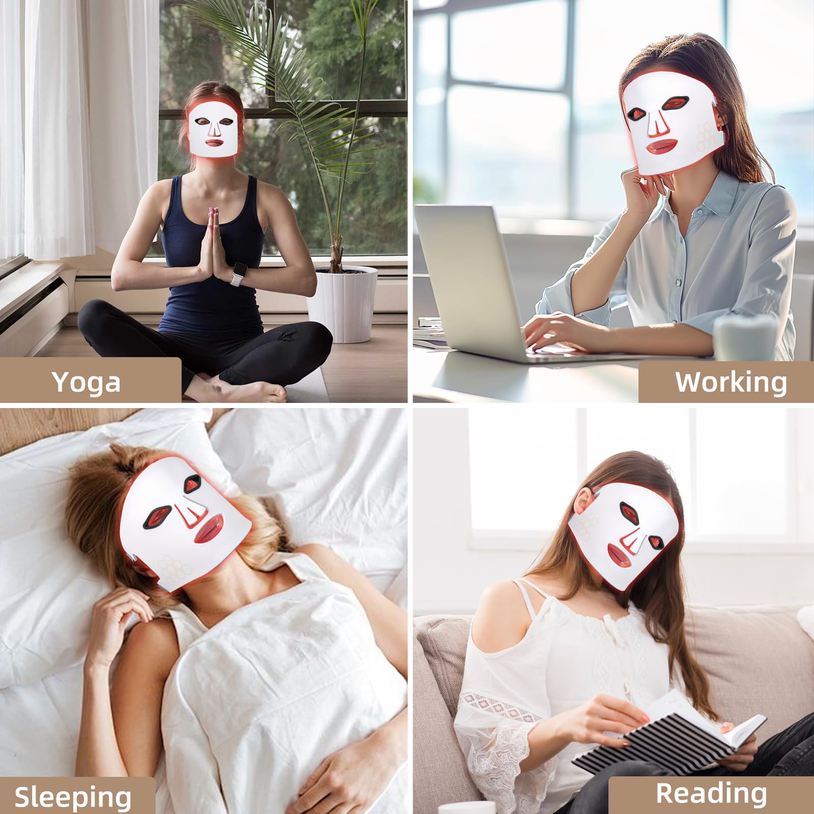 4-in-1 LED Light Therapy Face Mask with Remote Control - Red & Blue Light for Acne Treatment, Wrinkle Reduction & Skin Rejuvenation - Dark Spot Corrector for Face & Body | Perfect for Home Spa & Skincare Routine