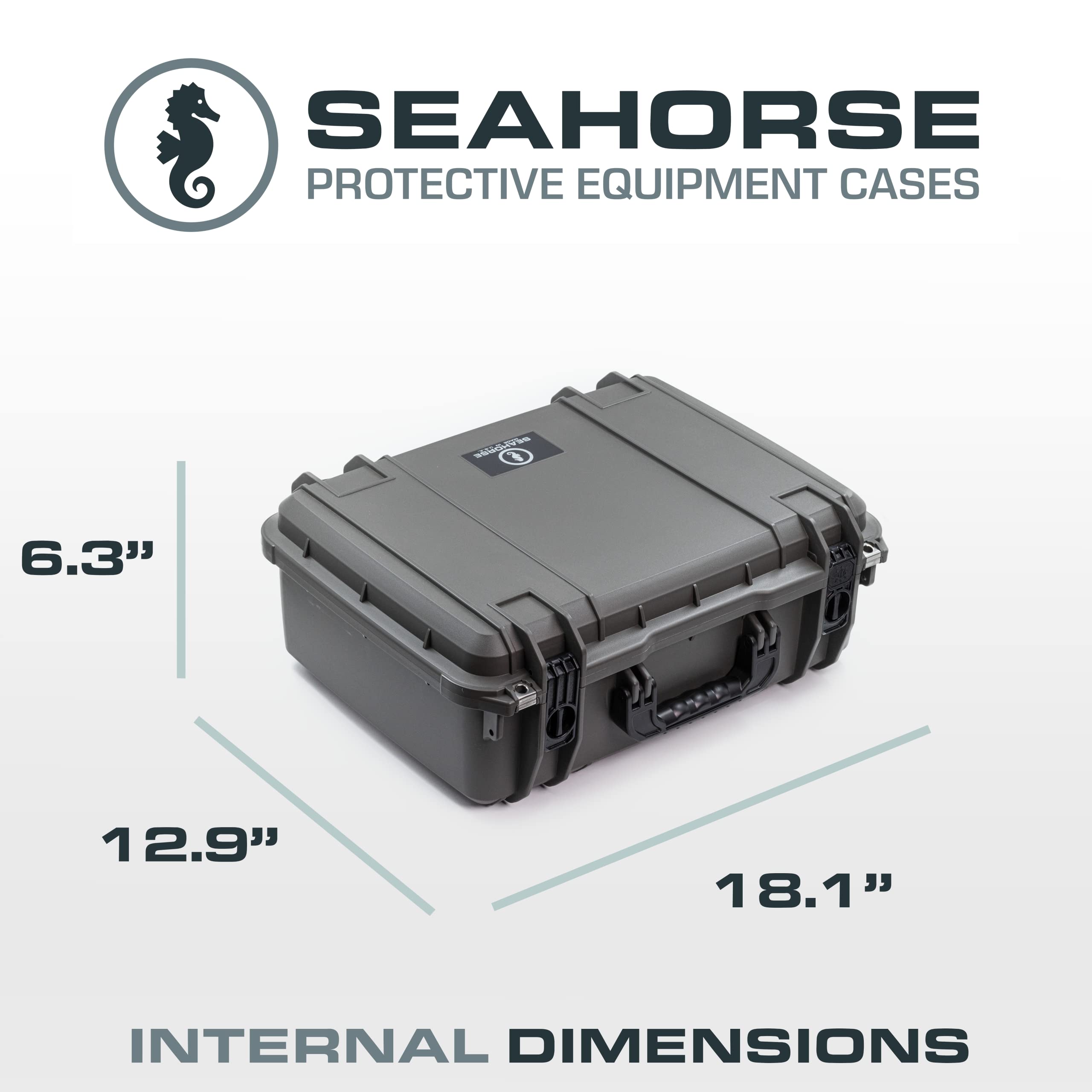 Seahorse 720 Heavy Duty Protective Dry Box Case - TSA Approved, Mil Spec, IP67 Waterproof, USA Made for Cameras, Firearms, Motorcycles, Laptops, Consoles, VR, Drones - Perfect for Outdoor Adventures, Travel, and Equipment Storage