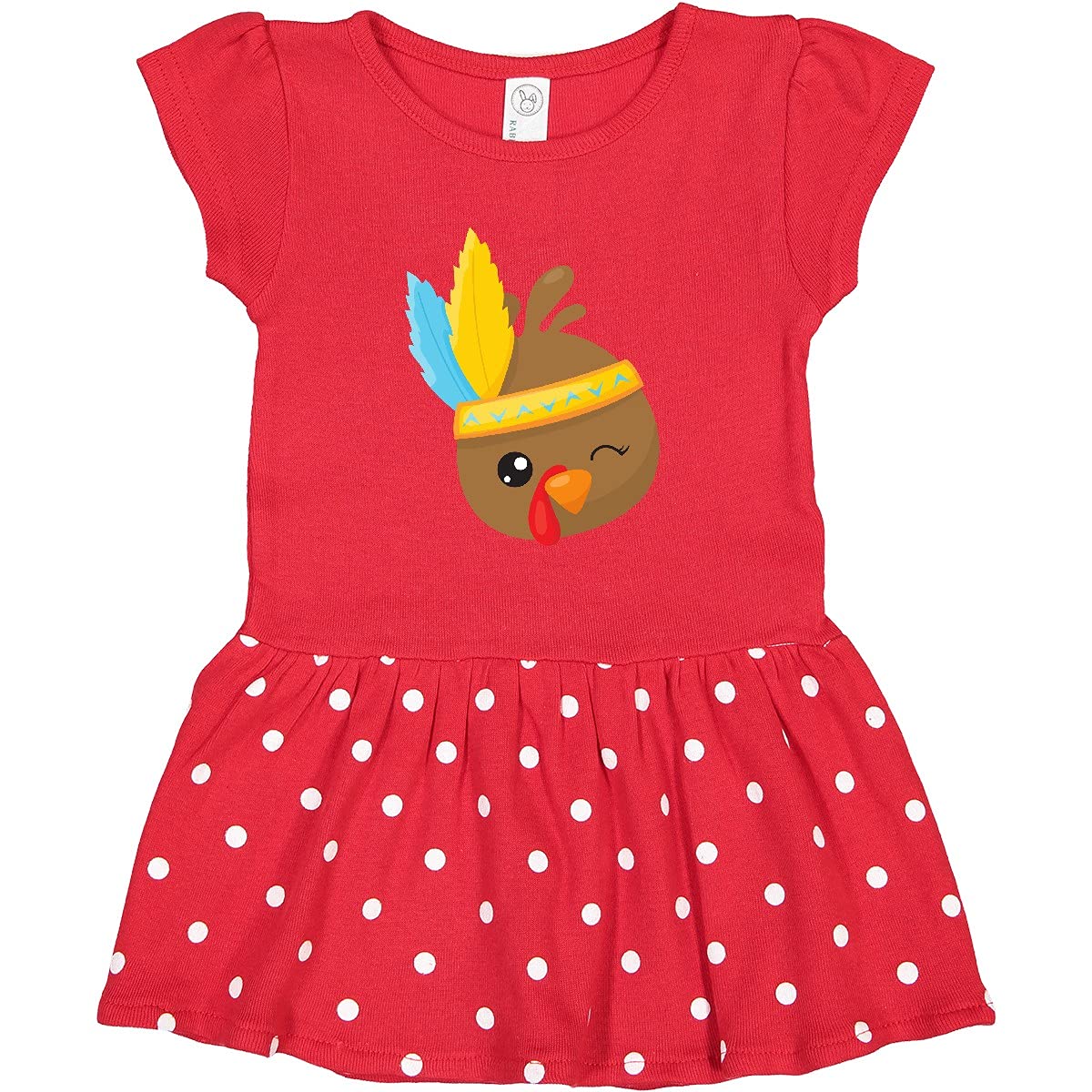 Inktastic Thanksgiving Turkey Toddler Dress - Brown Turkey Feather Print, Cute Holiday Outfit for Girls & Boys - Perfect for Thanksgiving Dinner, Family Photos & Fall Festivals