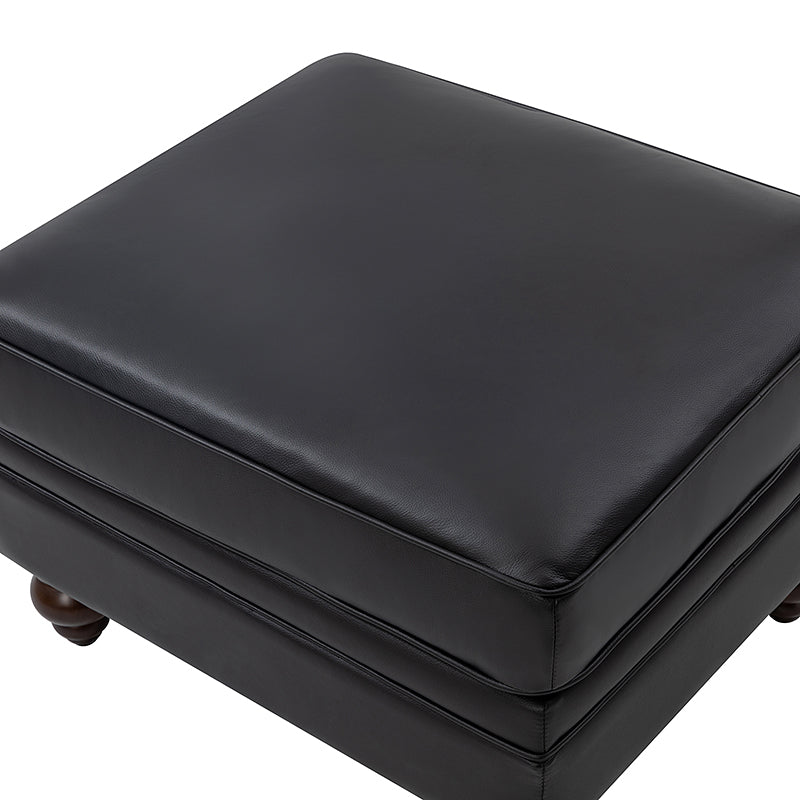 Basilio Modern Genuine Leather Storage Ottoman Bench - Living Room Footrest, Coffee Table & Extra Seating - Perfect for Home, Office & Bedroom