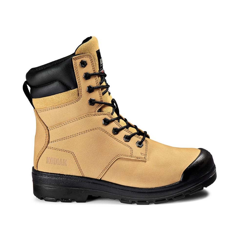 Kodiak Greb Men's 8 Steel Toe Work Boots - Safety Shoes for Construction, Warehouse & Outdoor Work - Wheat Brown Leather Work Boots KD0A4TH3FWE