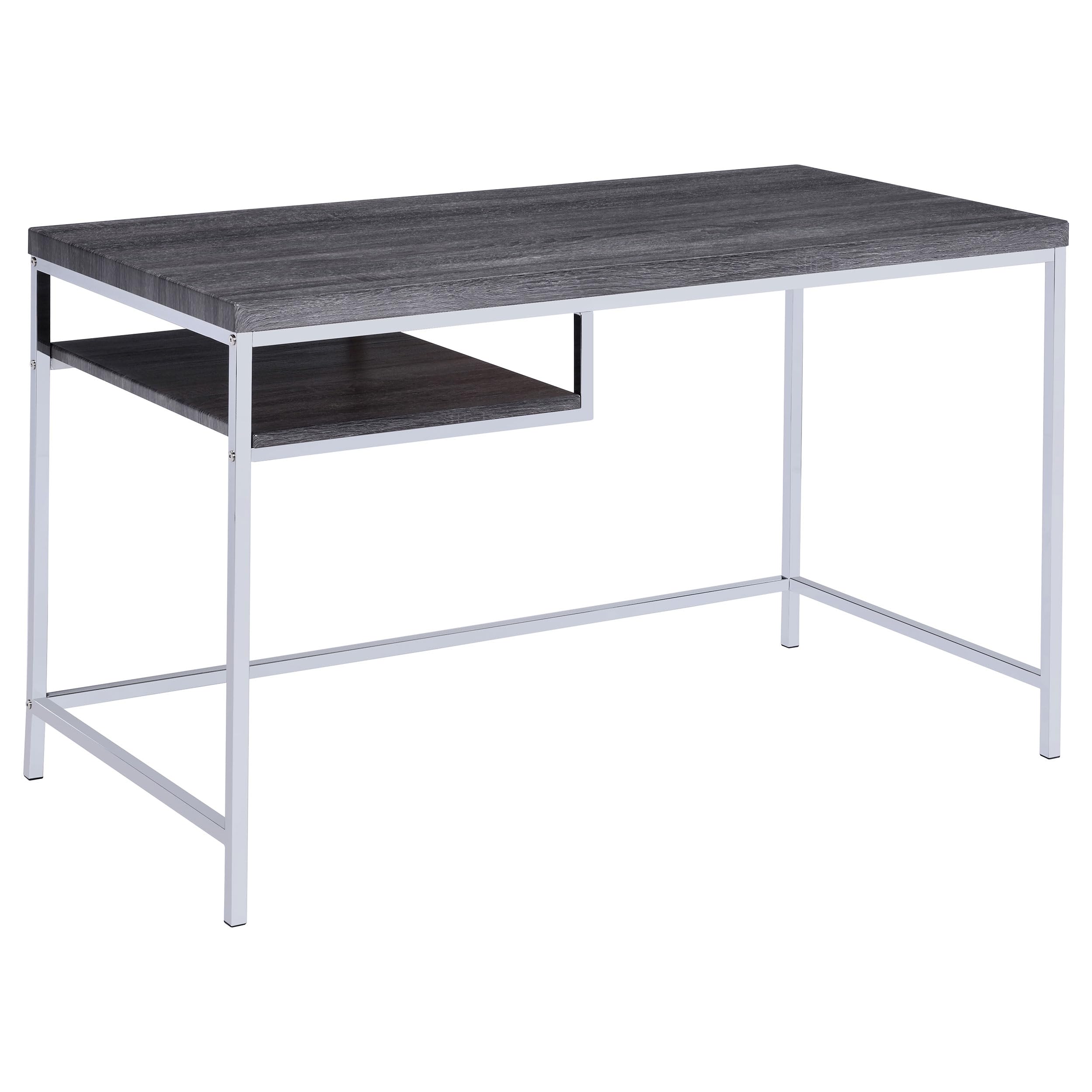 Modern Weathered Grey Writing Desk with Shelf - 47