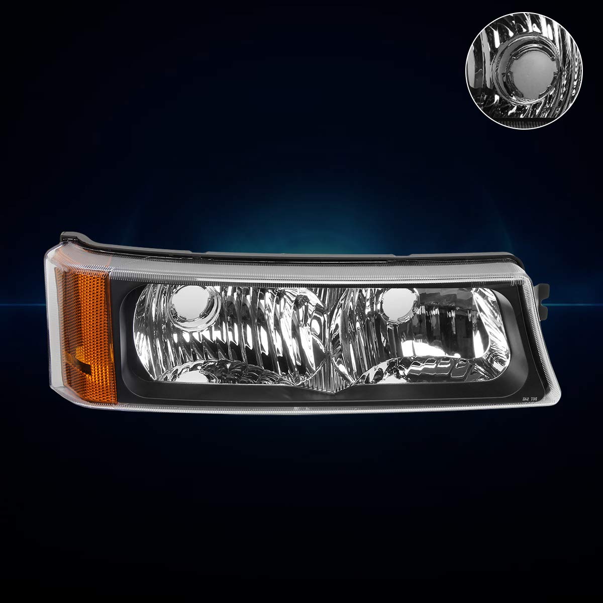 Black Front Bumper Lights with Amber Corner Signal Lamps for 2003-2007 Chevy Silverado & Avalanche - Durable Off-Road Lighting for Trucks & SUVs
