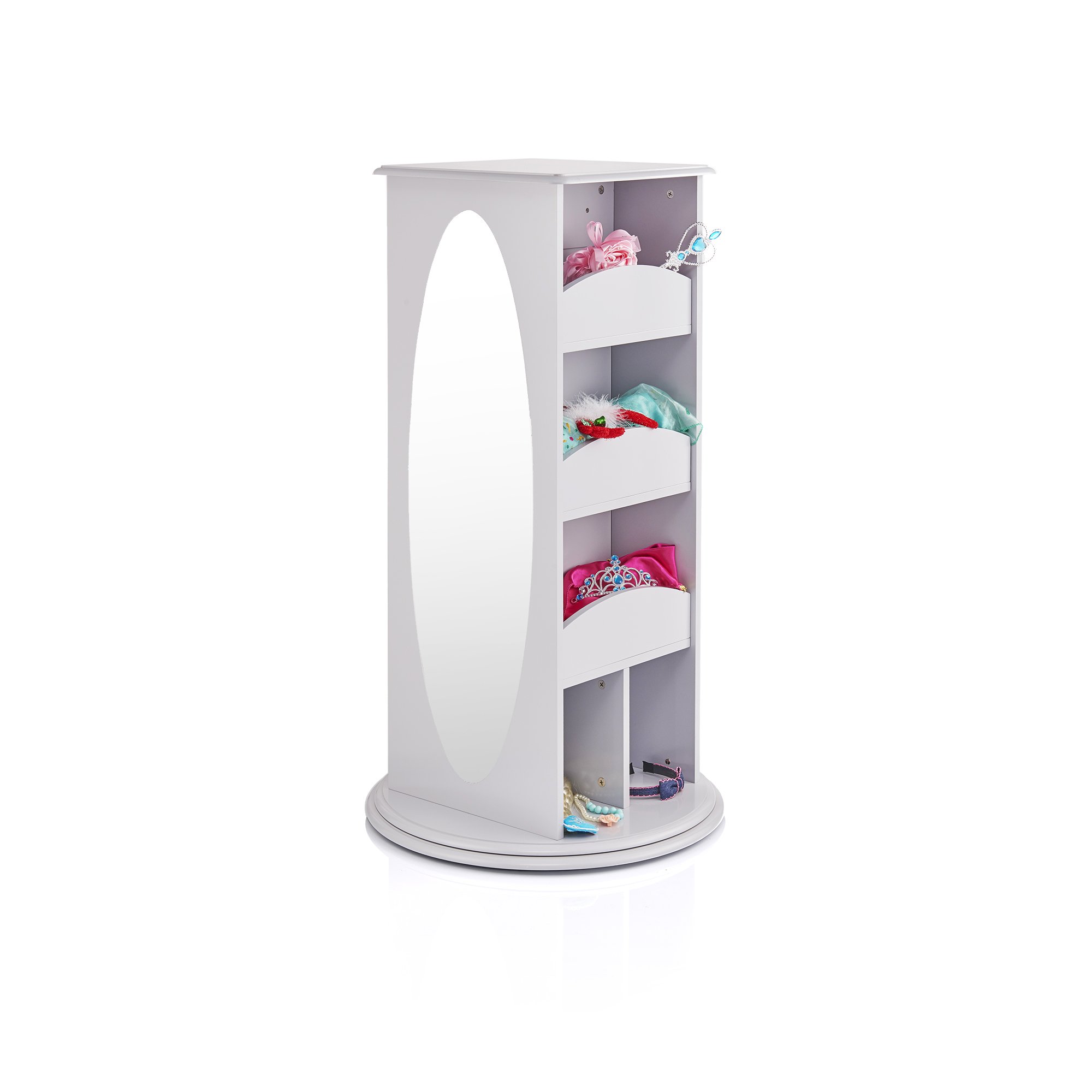 Guidecraft Rotating Dress Up Storage - Gray: Kids' Clothes & Costume Wardrobe with 2 Mirrors, Storage Trays & Hooks for Toddlers - Armoire with Shelves for Bedroom Organization | Perfect for Playrooms, Kids' Bedrooms & Dress-Up Areas