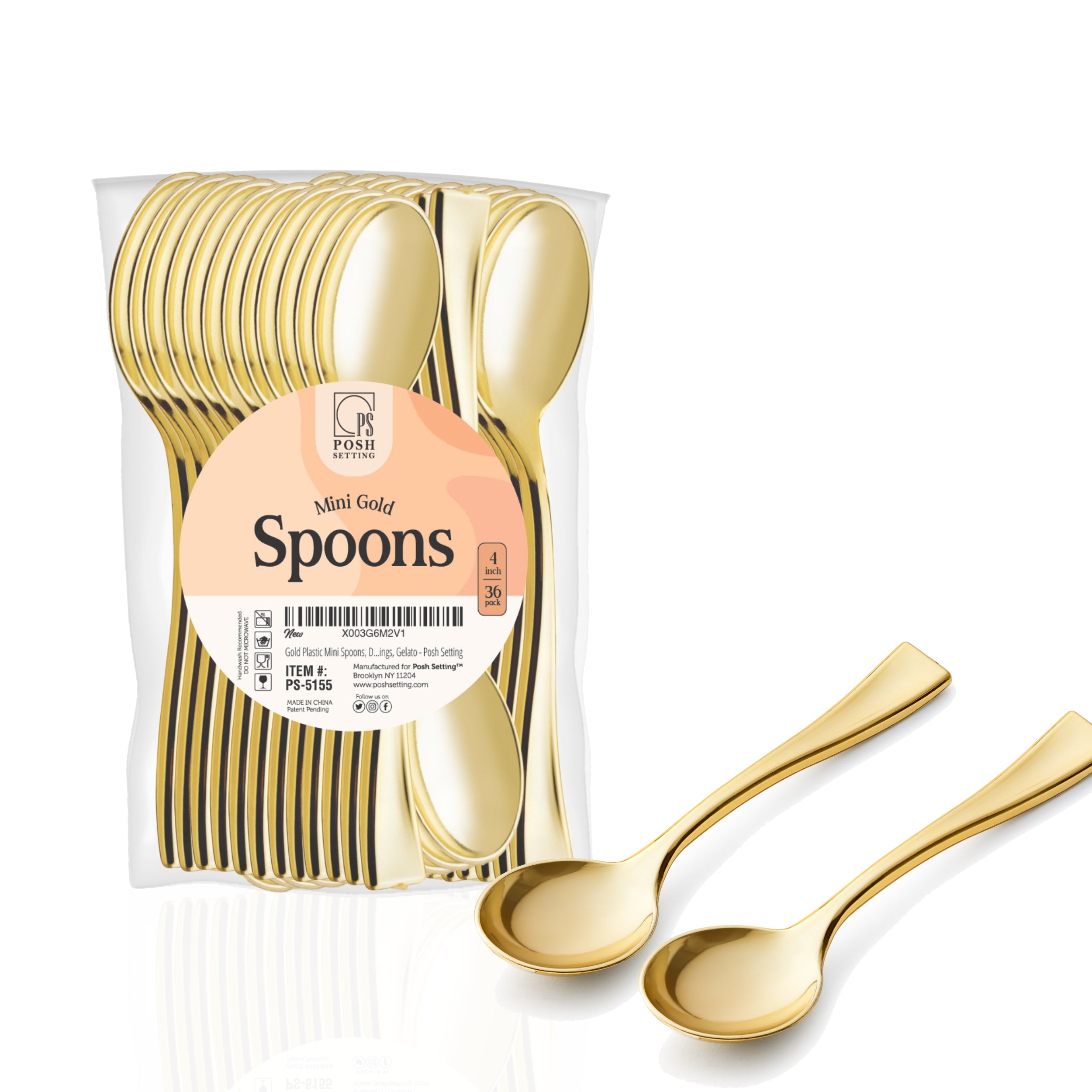 4 Inch Mini Gold Plastic Tasting Spoons - 24 Pack Small Sampling Spoons for Ice Cream, Desserts, Coffee Tasting, Parties & Catering Events
