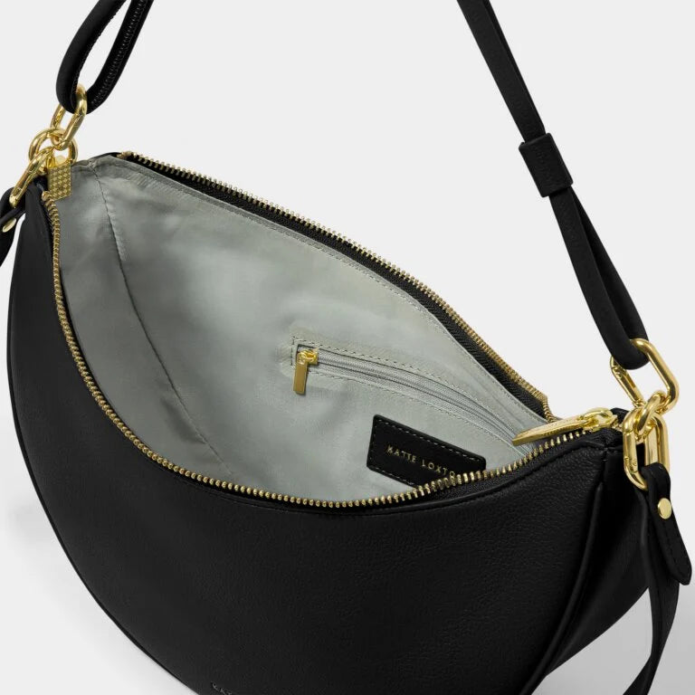 Katie Loxton Asha Sling Bag - Stylish Crossbody Purse for Women | Black Leather Shoulder Bag | Perfect for Work, Travel & Everyday Use