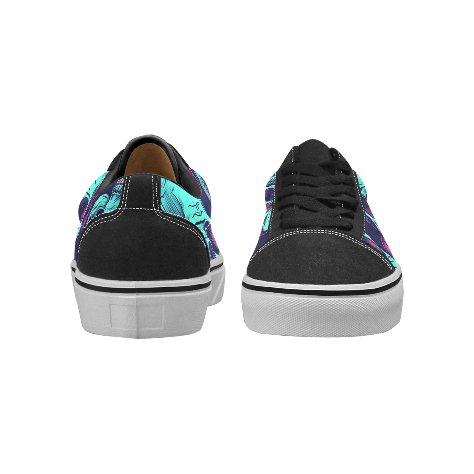 Neon Skulls Lace Up Canvas Shoes for Men Women - Gothic Punk Streetwear Fashion Sneakers - Perfect for Concerts, Halloween & Alternative Fashion