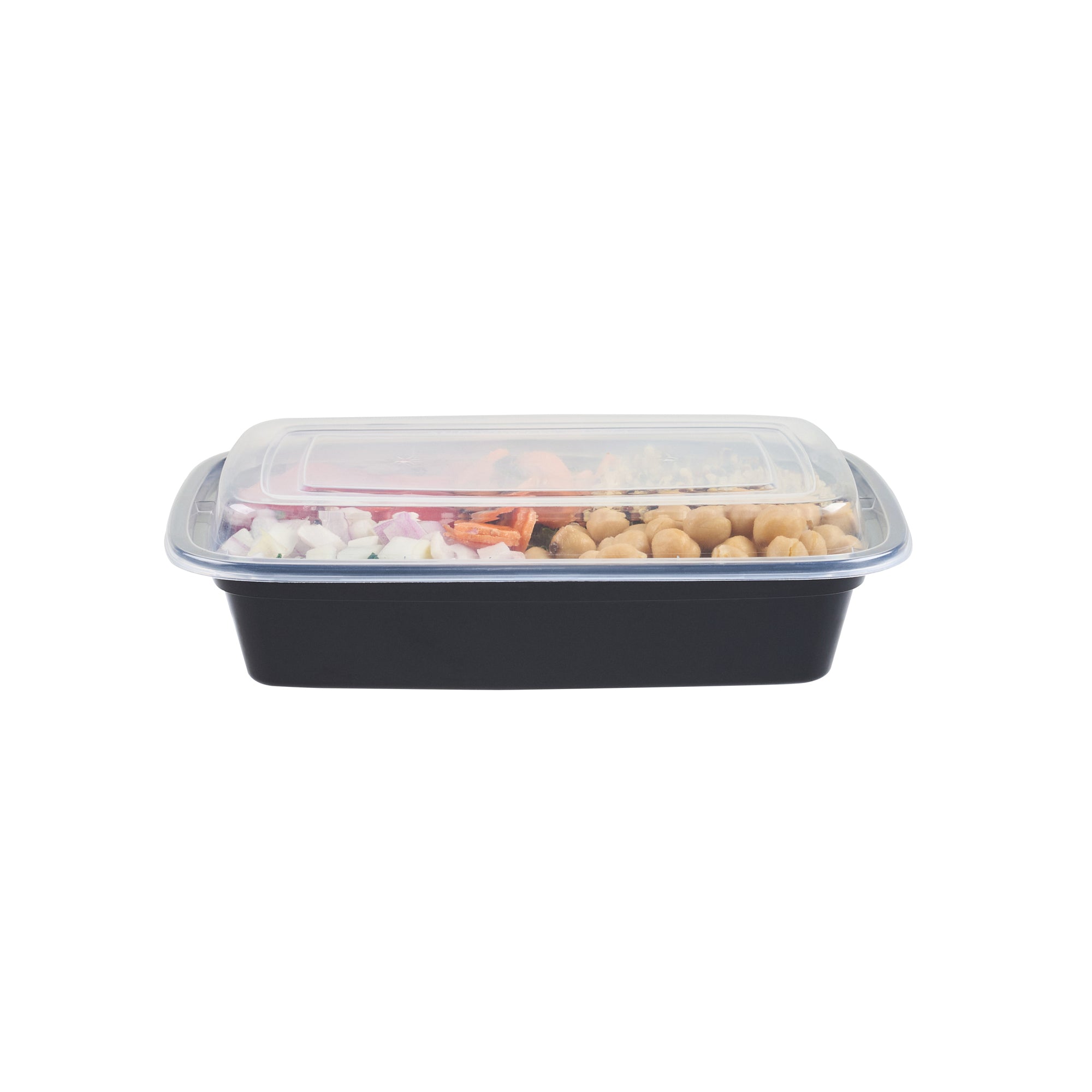 24 oz Black Rectangle Plastic Food Storage Containers with Clear Lids - 50 Pack, Microwave Safe To-Go Boxes (8