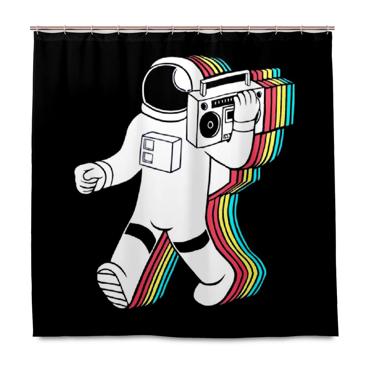 60 x 72 Inch Astronaut Themed Waterproof Shower Curtain Set with 12 Hooks - Space Exploration Bathroom Decor for Kids & Adults - Perfect for Themed Bathrooms, Space Enthusiasts, and Unique Home Decor