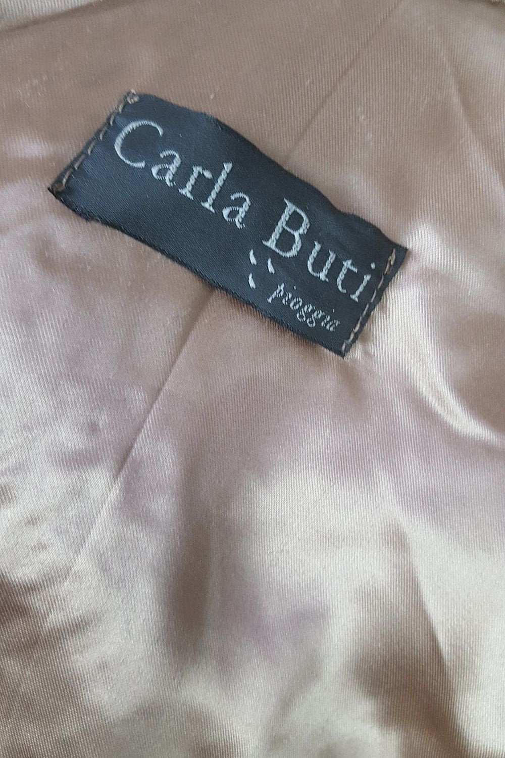 CARLA BUTTI Brown Quilted Padded Fur Trim Winter Coat for Women Size 44 - Warm Fashion Outerwear for Cold Weather, Snow Days & Holiday Outings