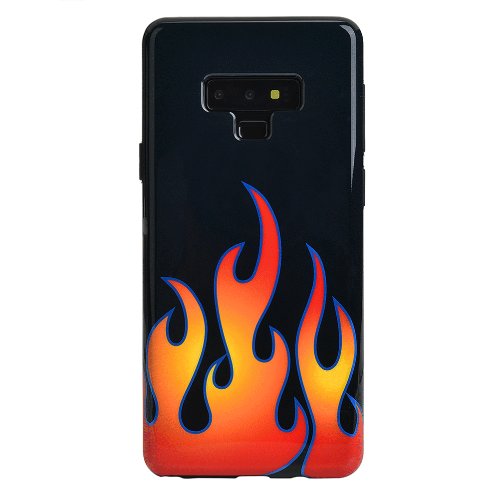 Blue Chrome Flames Samsung Galaxy Case - Protective Phone Cover for Galaxy S21/S22/S23 - Stylish & Durable Design for Everyday Use & Gaming