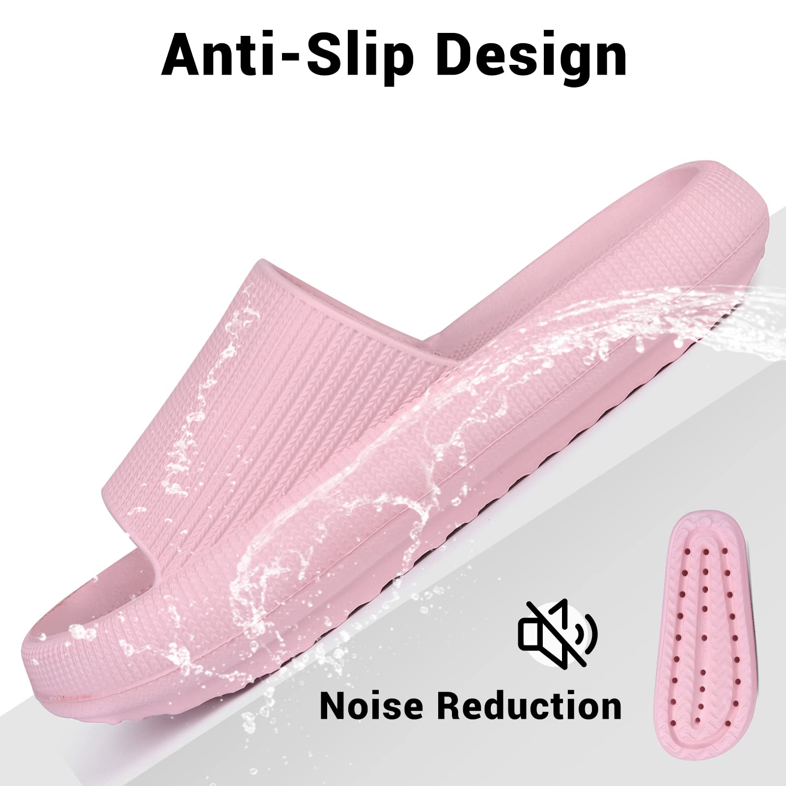 VONMAY Cloud Slides for Men and Women - Quick Drying Pillow Slippers with Non-Slip Sole & Cushioned Support - Perfect for Shower, Pool, Beach, and Indoor Comfort
