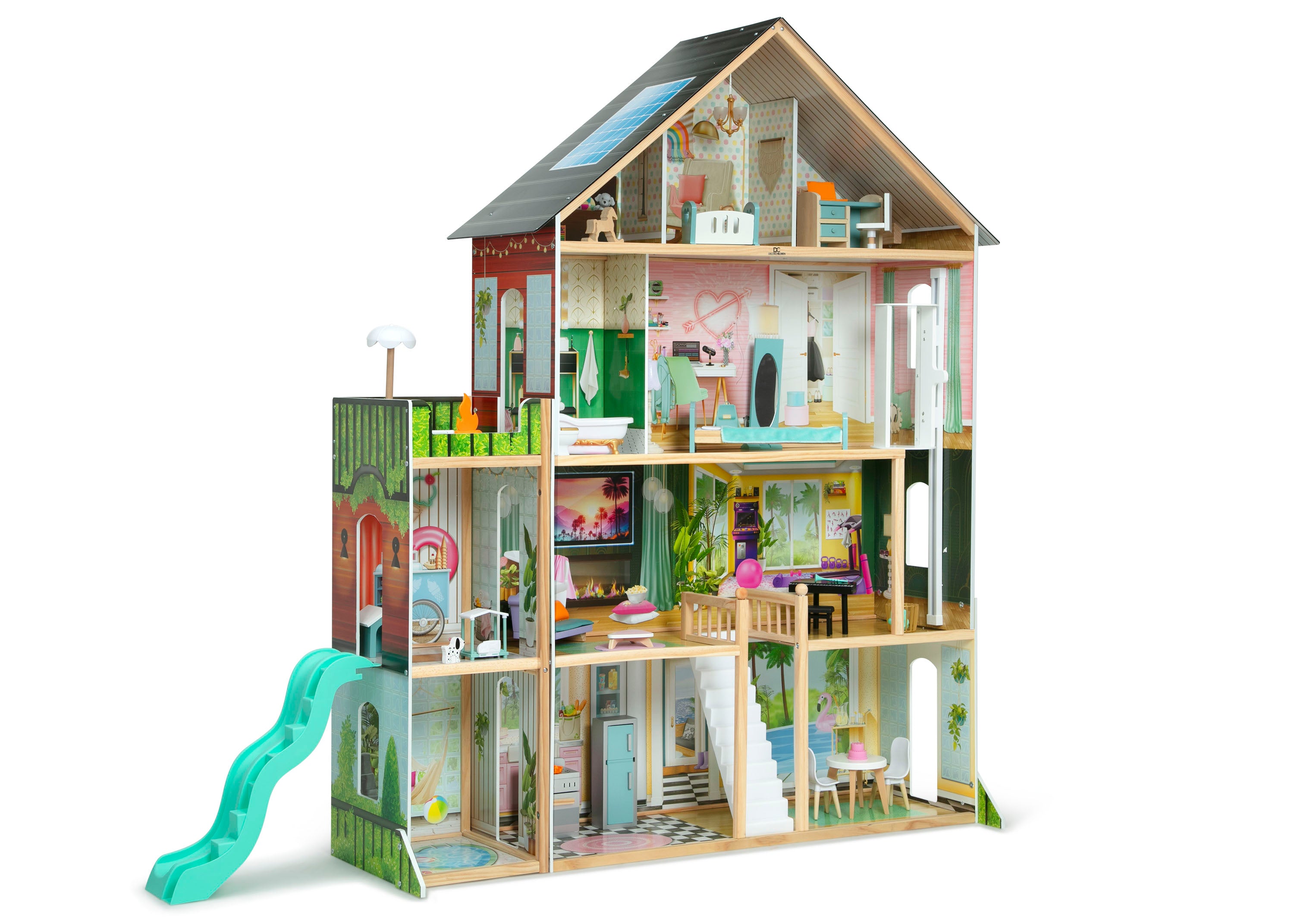 Deluxe Maui Dollhouse for Kids - Wooden Playhouse with Furniture & Accessories - Perfect for Pretend Play, Birthday Gifts & Home Decor