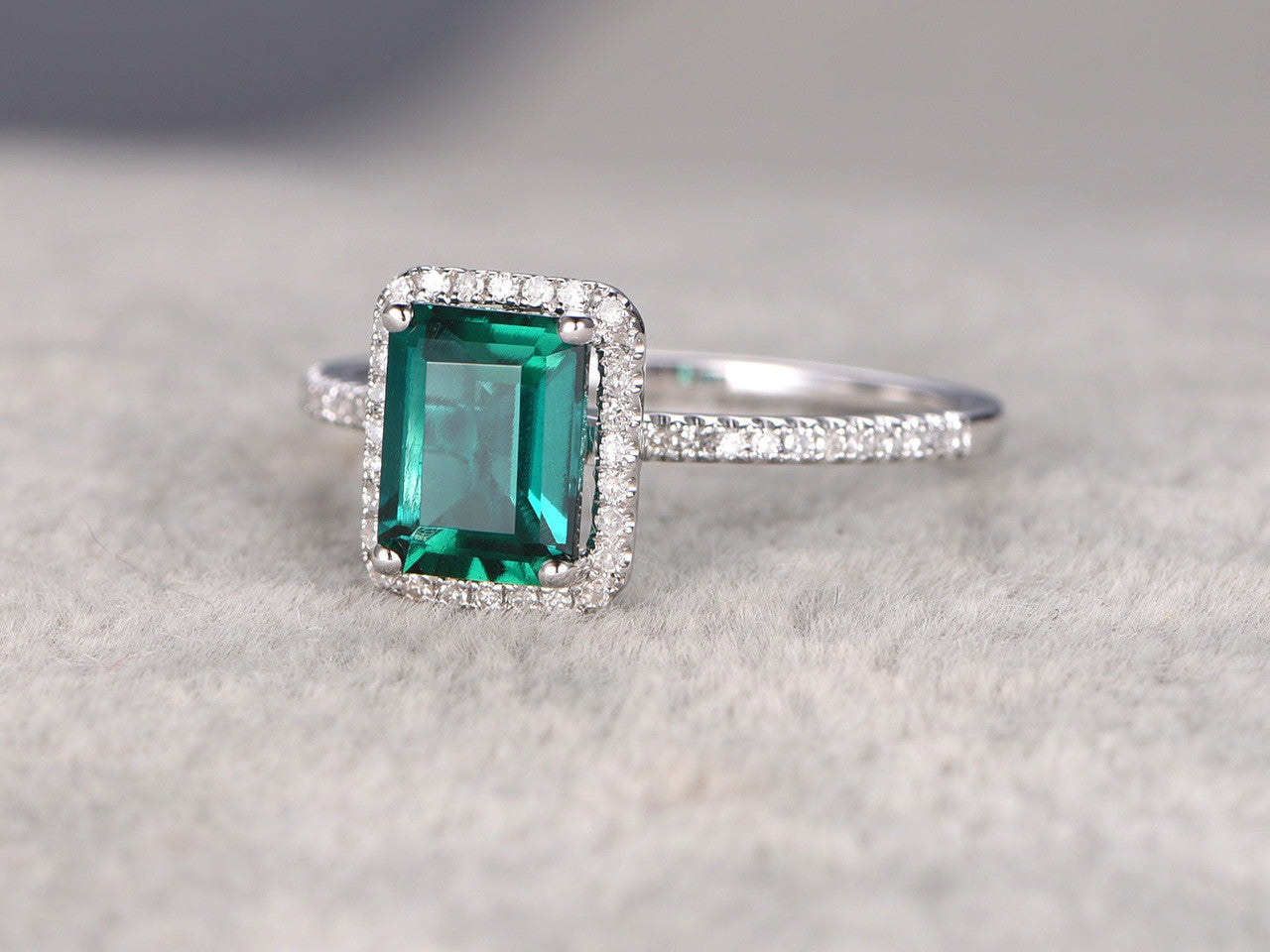 4CT Emerald Cut Emerald Engagement Ring in Rose Gold with Halo Diamonds - Perfect for Wedding, Proposal & Anniversary Gifts