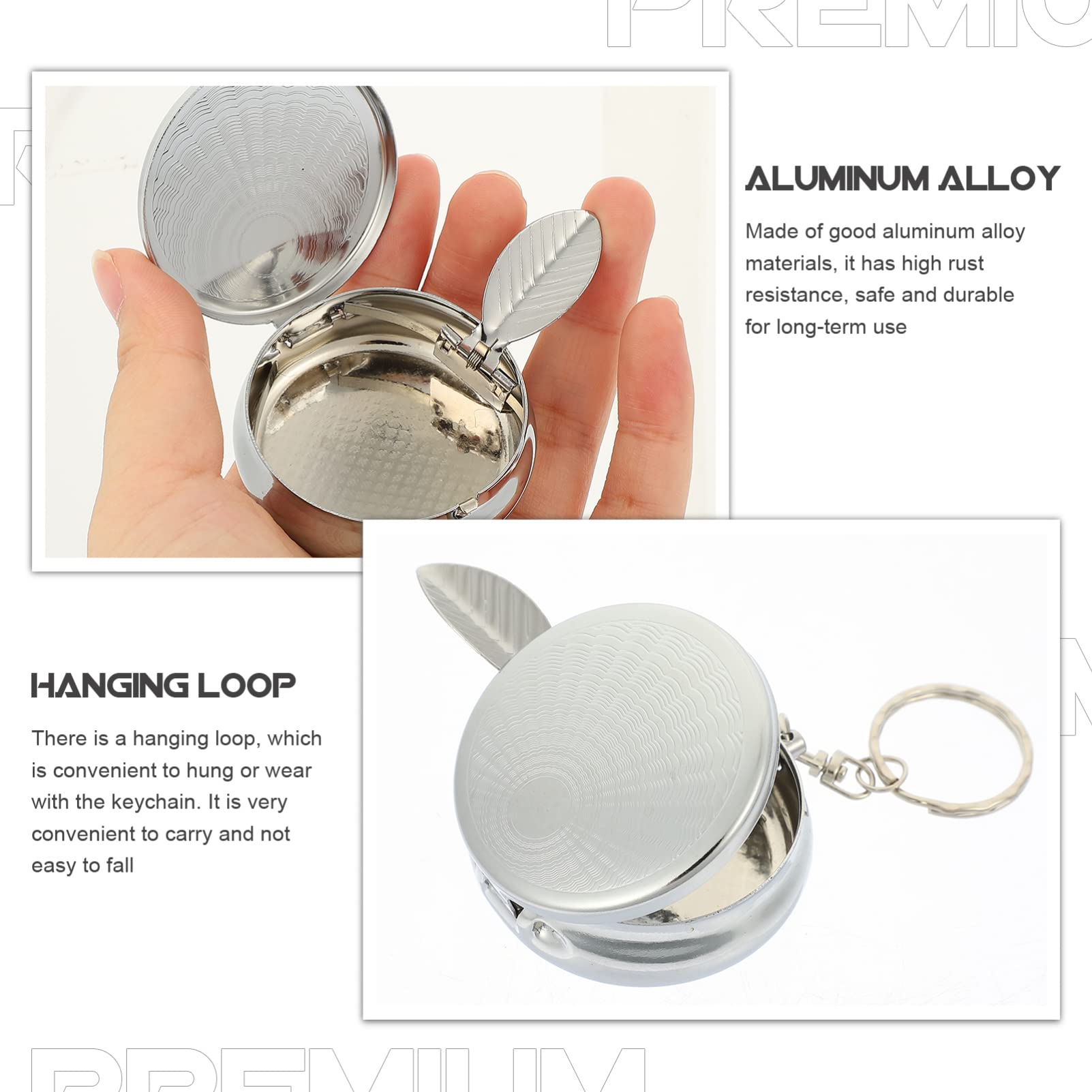 MagicLulu 3-Piece Portable Odor-Proof Ashtray Keychain Set - Compact Travel Ash Holder with Lid for Men, Wallet & Pocket Storage - Perfect for Outdoor, Camping, Travel & Car Use