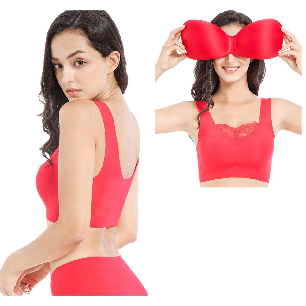 MOONMALLS Women's Wireless Seamless Yoga Bra - Zero Feeling Comfort with 3D Removable Pads - Perfect for Sleeping, Daily Wear & Workouts