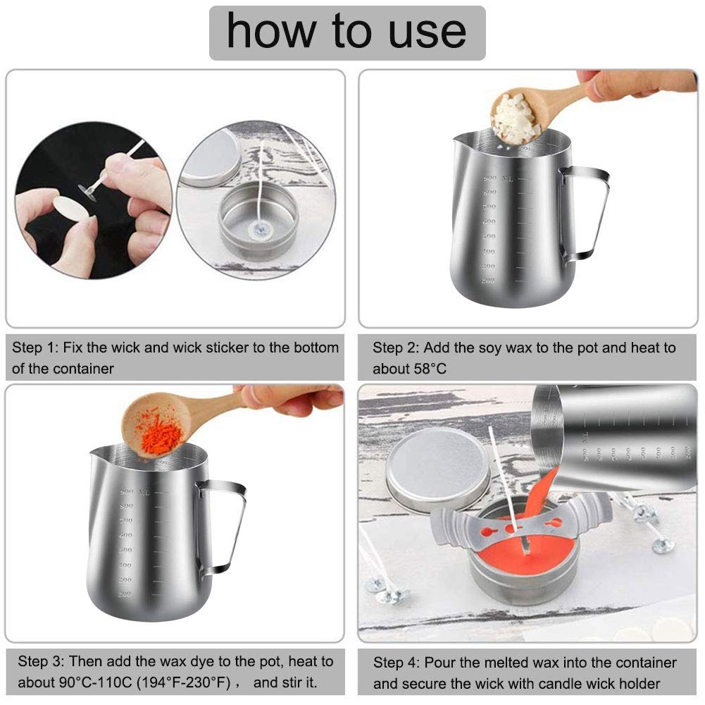 Premium 900ml Stainless Steel Wax Melting Pot with Dripless Spout - Perfect for Candle Making, DIY Wax Projects, and Home Fragrance Crafting - Ideal for Soy Wax, Beeswax, and Paraffin Wax Melting