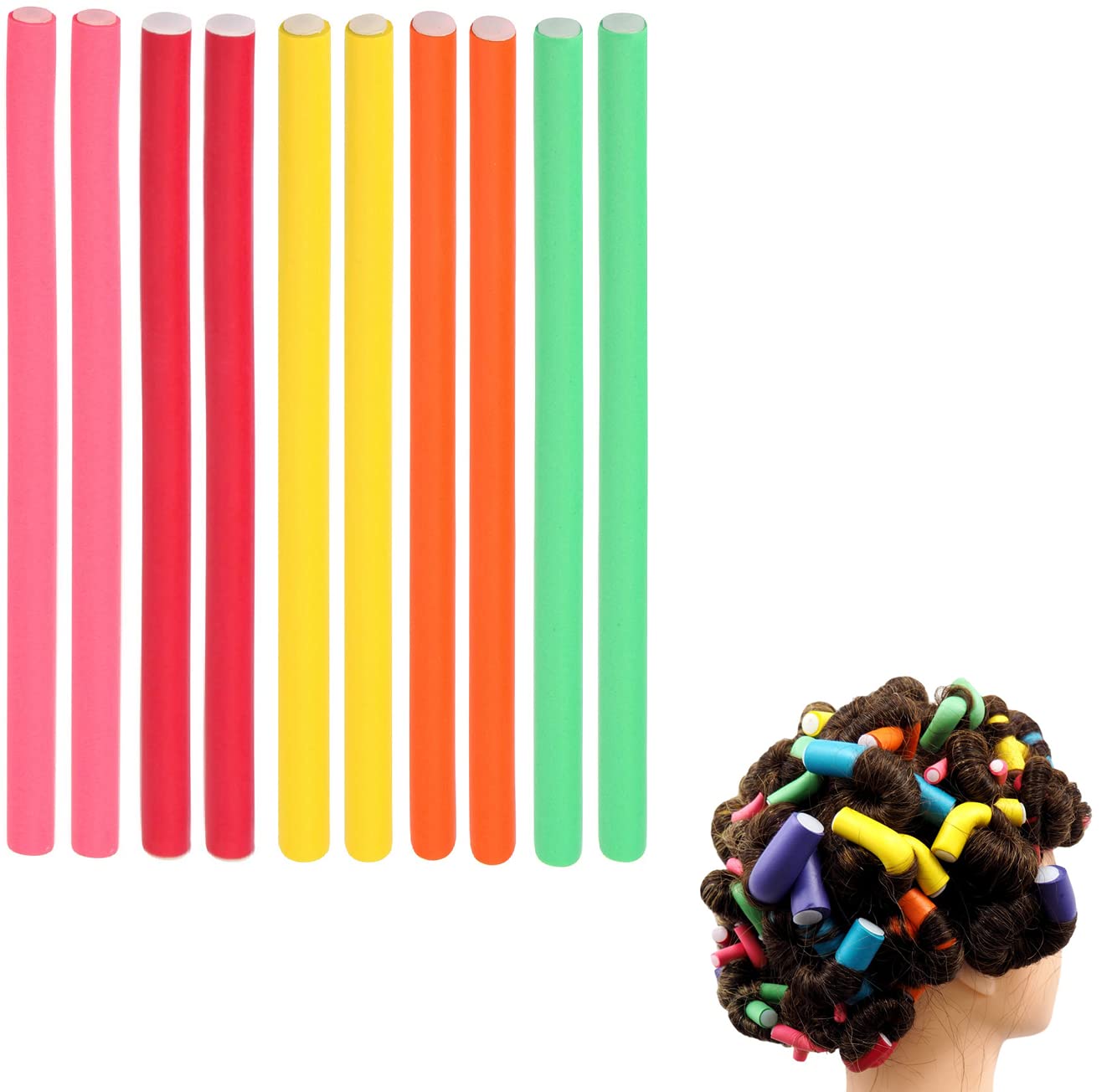 Nyamah Soft Foam Twist Flexi Rods Hair Curler Set - 6 PCS Multicolor Hair Rollers for DIY Styling, Curling Sticks for Natural Waves & Curls - Perfect for Home, Salon, and Travel Hair Care