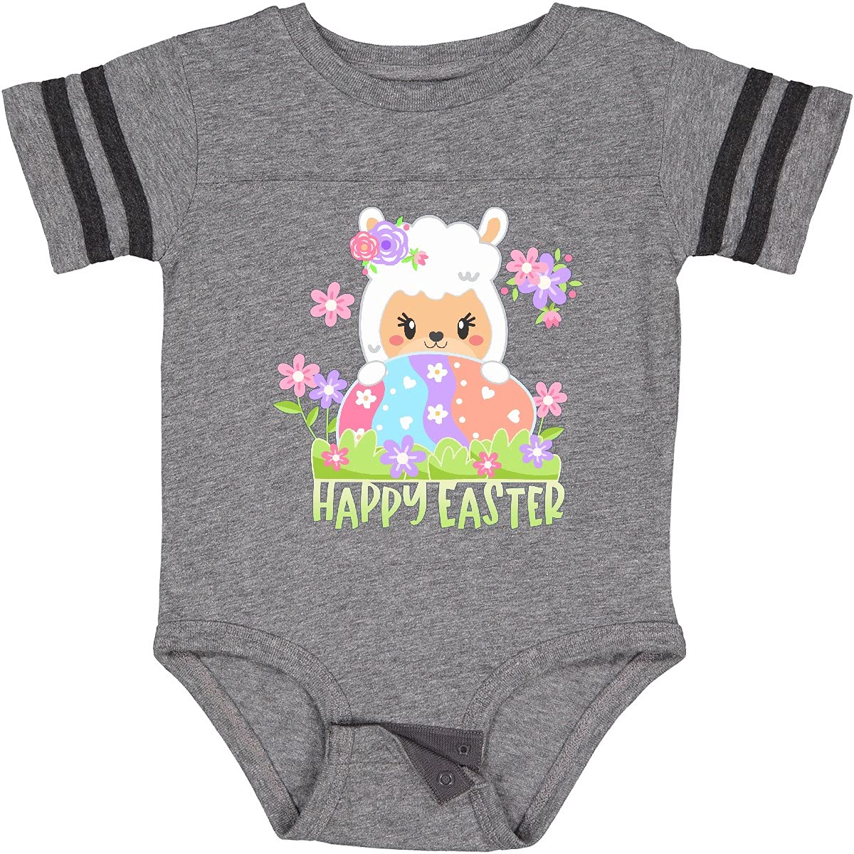 Inktastic Happy Easter Llama with Spring Flowers and Egg Baby Bodysuit - Cute Easter Outfit for Infants, Toddler Easter Party Wear, Spring Photoshoot Baby Clothes